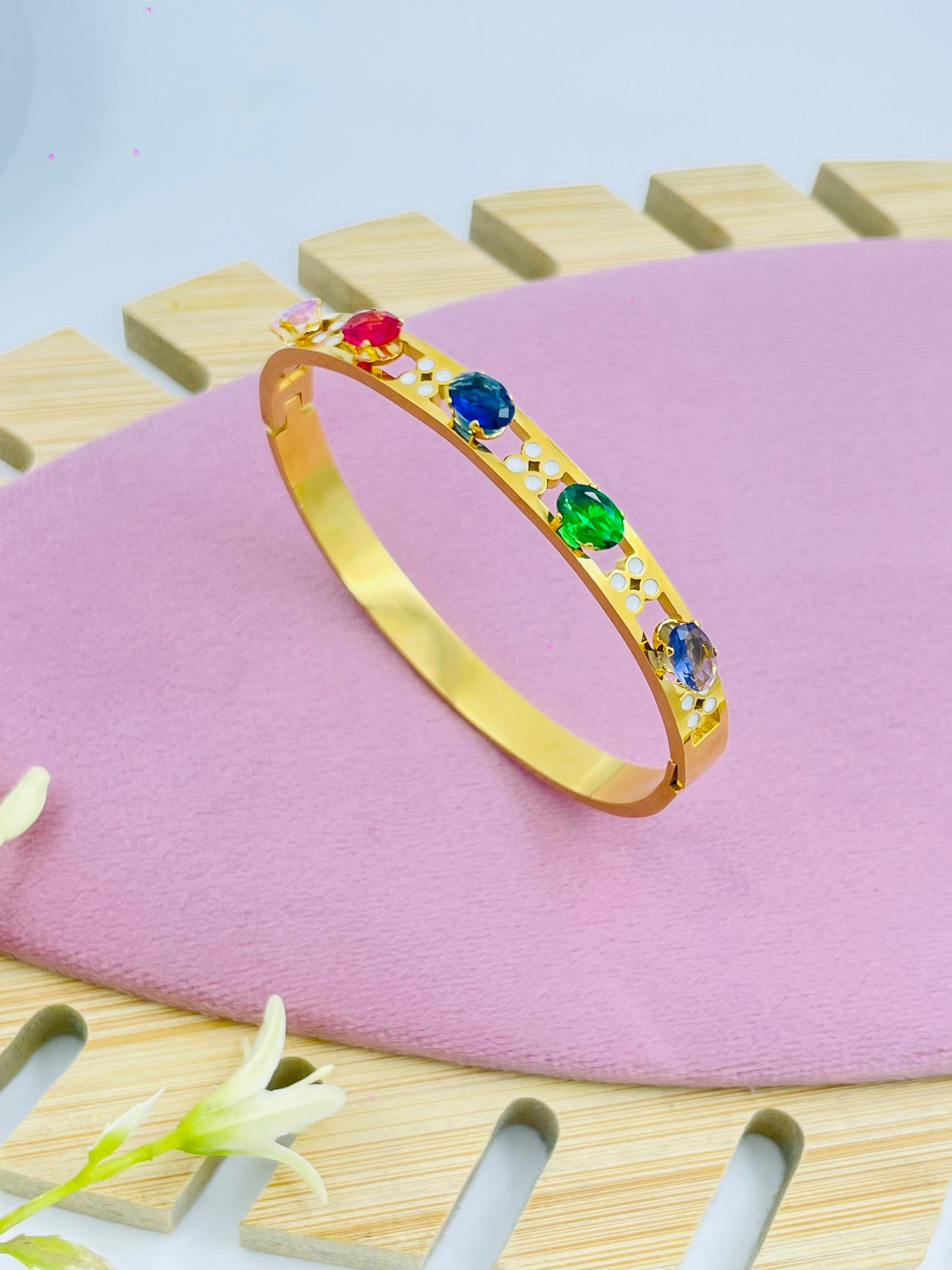 Elegant MultiGemstone Gold Bracelet