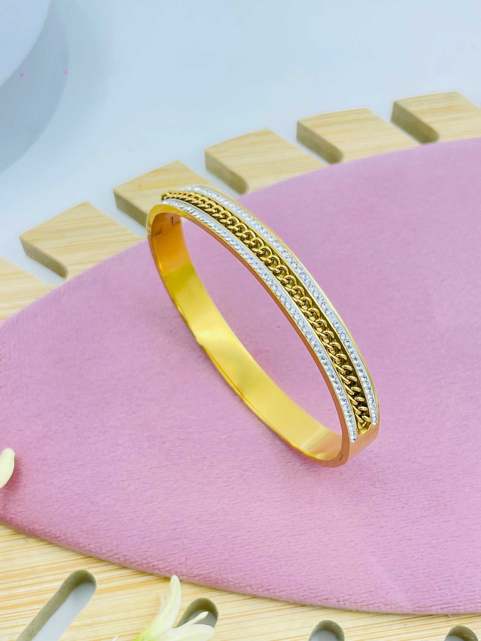 Elegant Gold and Silver Dual Tone Bangle  Stylish Jewelry
