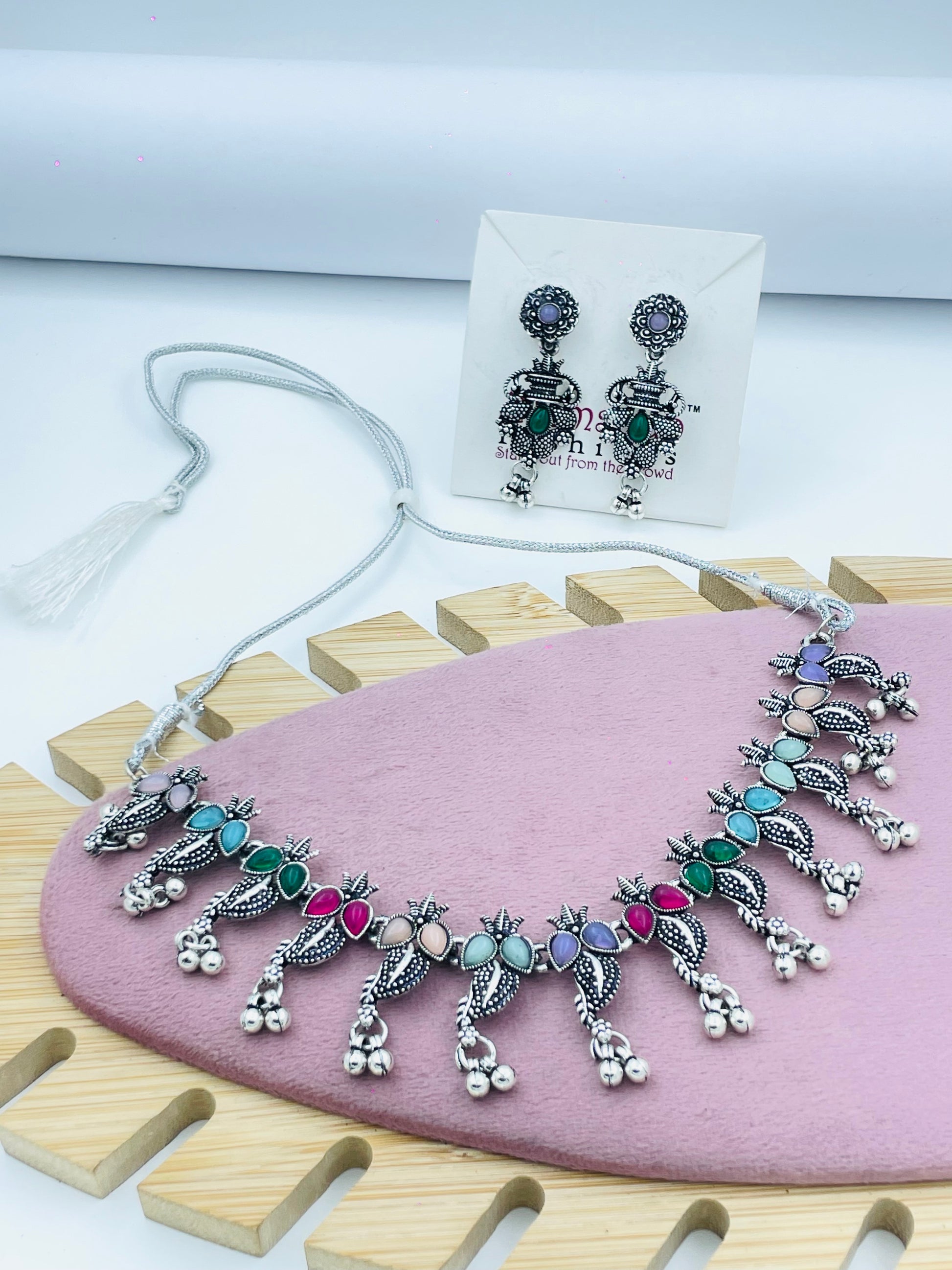 Buy Colorful Beaded Necklace and Earring Set