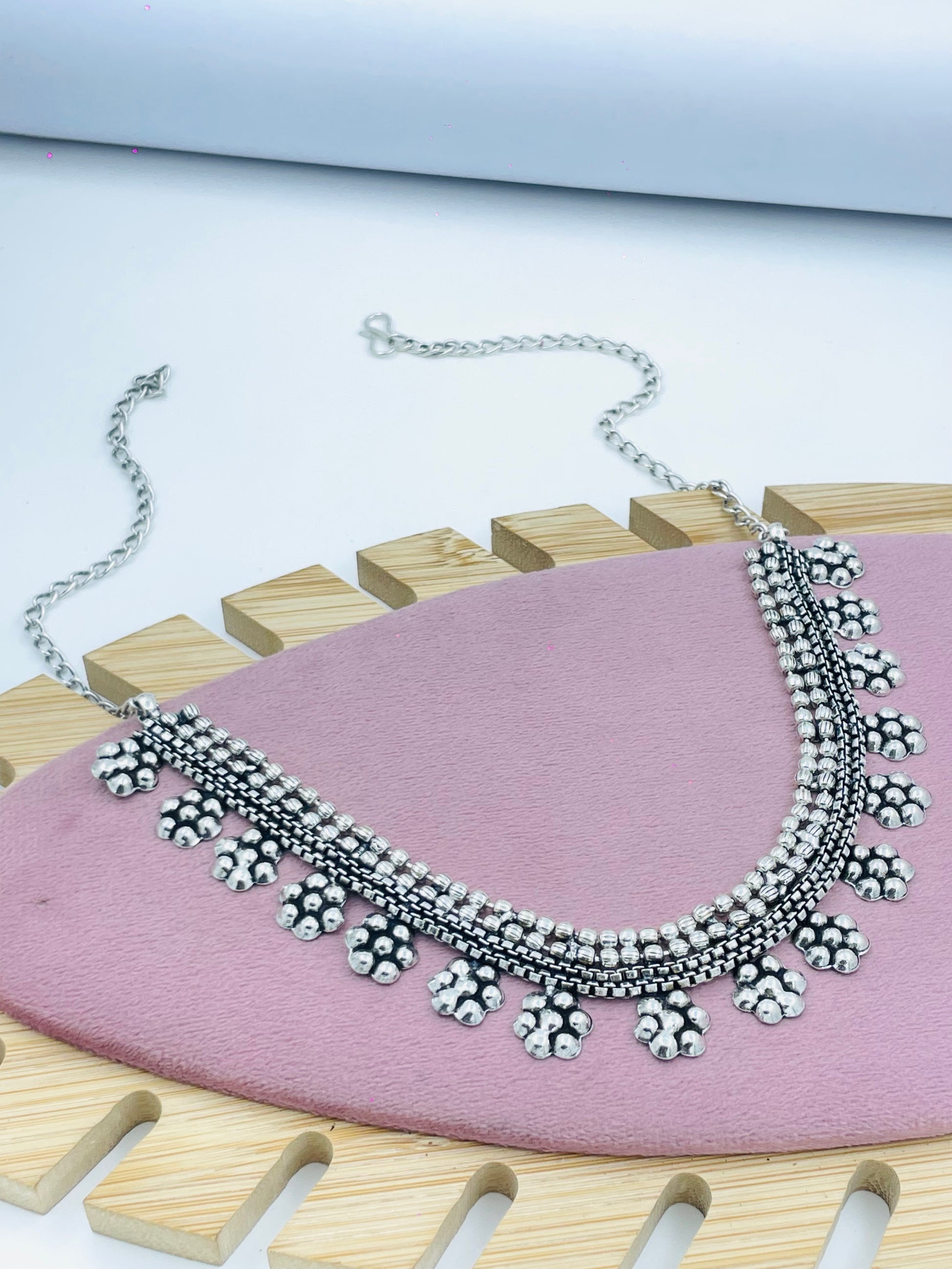 Elegant Traditional Silver Oxidized Necklace