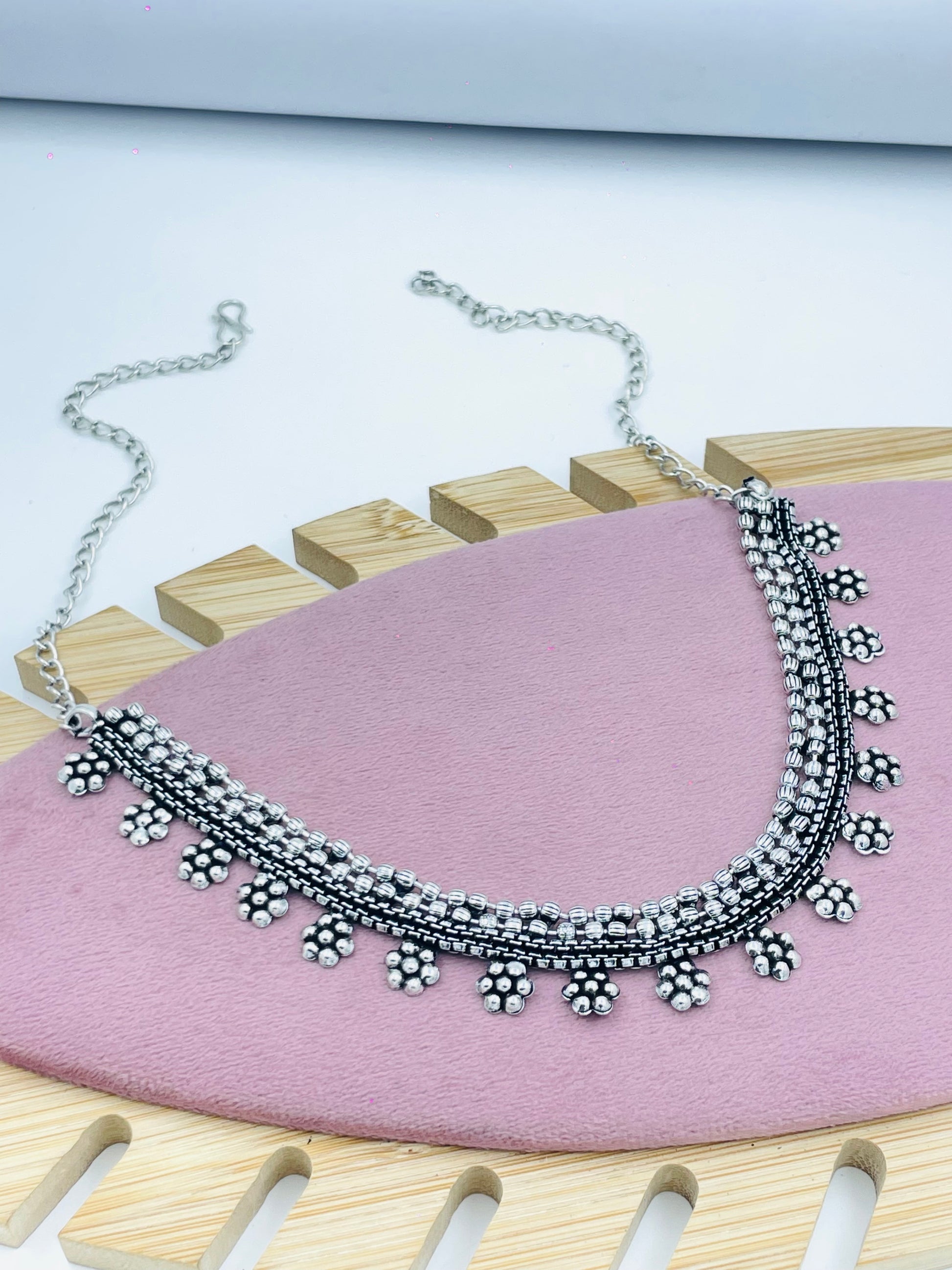 Elegant Tribal Silver Choker Necklace