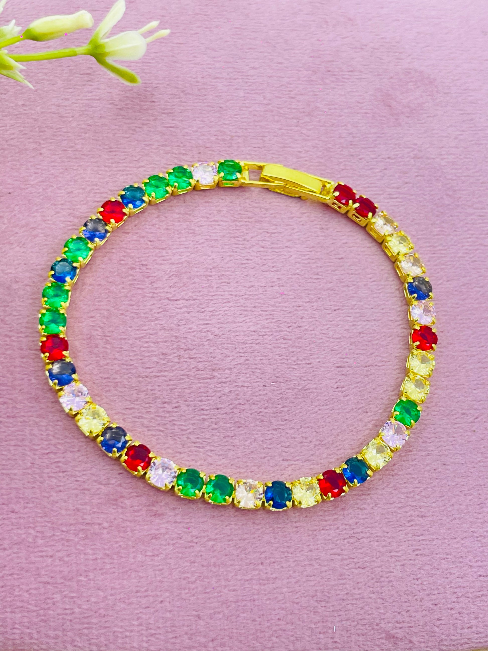 Elegant Multicolor Gemstone Tennis Bracelet