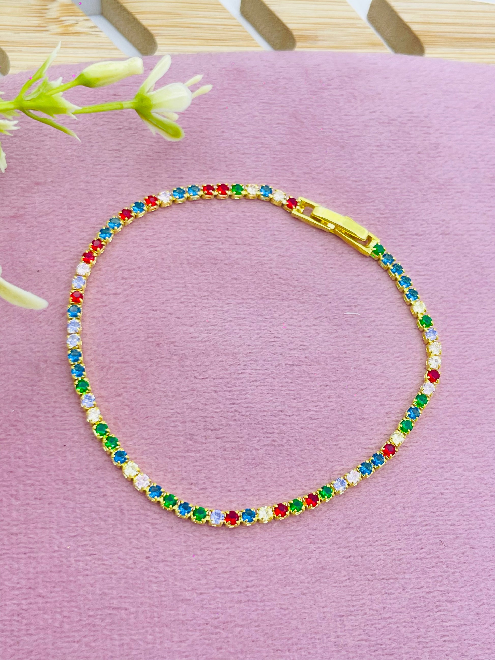 Elegant Multicolor Gemstone Tennis Bracelet