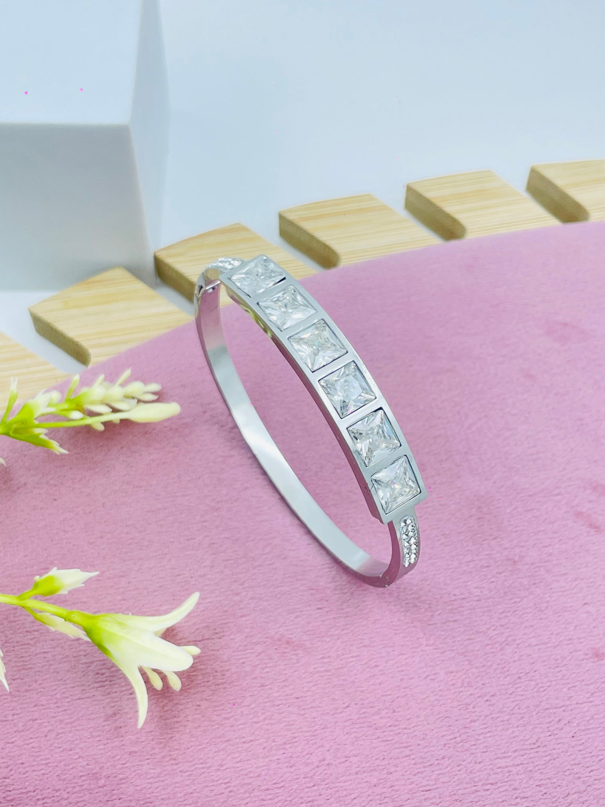 Elegant SquareCut Stone Bracelet  Sophisticated Jewelry