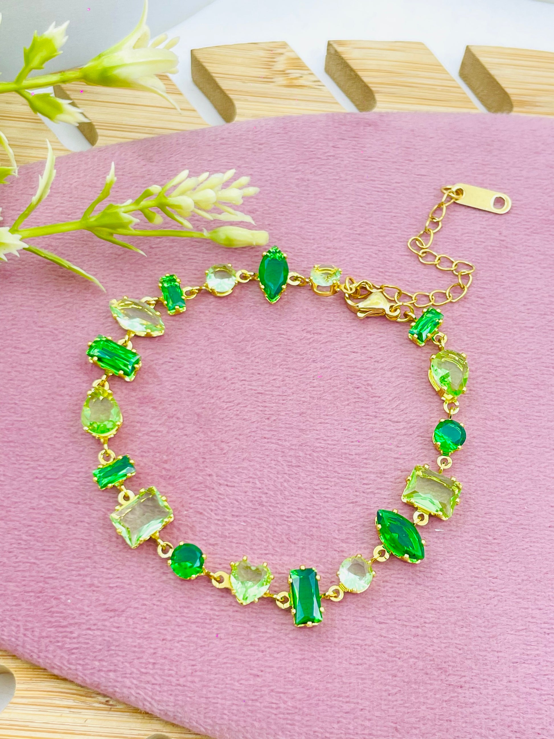 Elegant Green Gemstone Bracelet