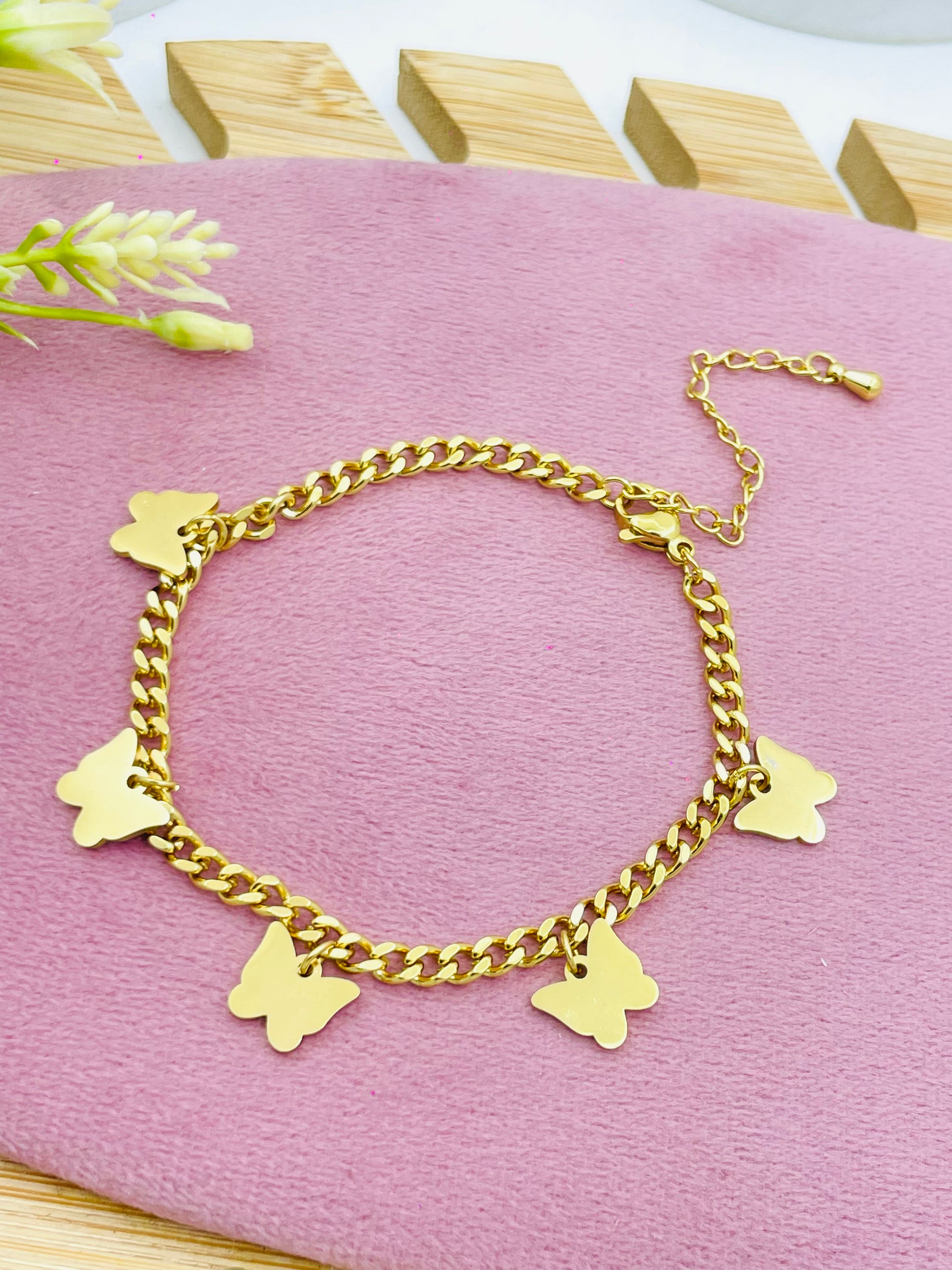 Elegant Gold Butterfly Charm Bracelet