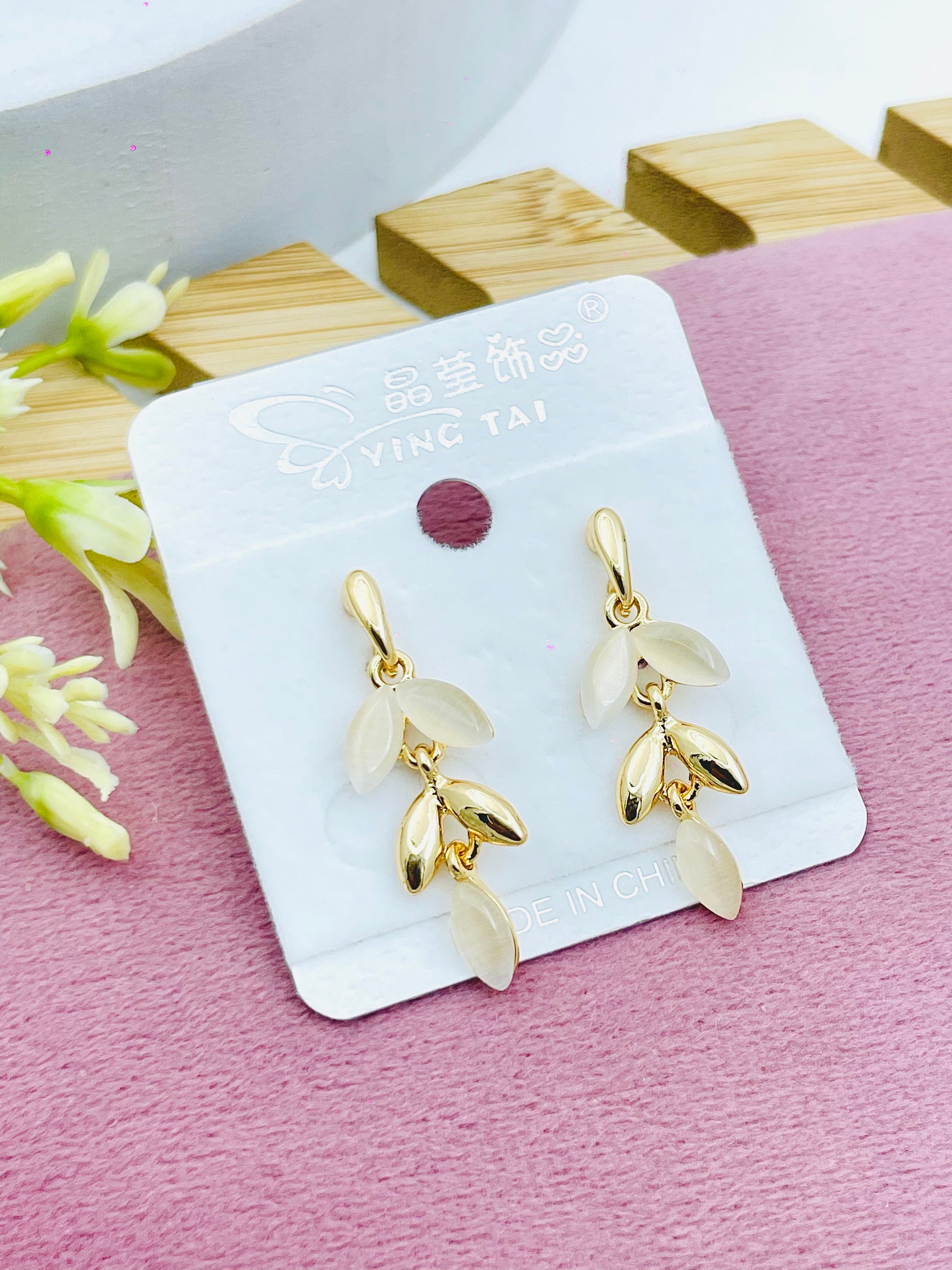 Elegant Golden Petal Drop Earrings