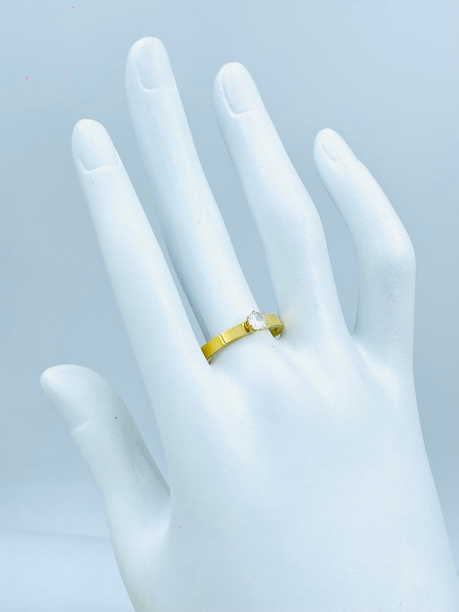 Elegant Gold Band with Diamond Accent Ring