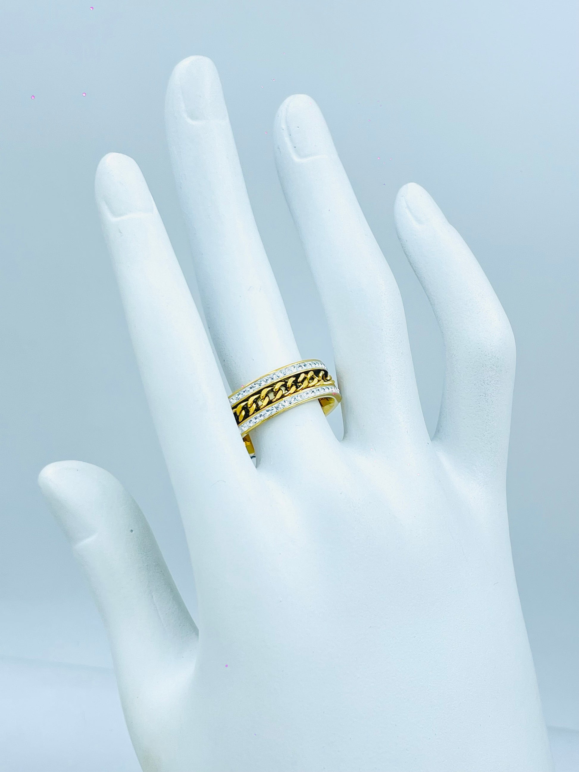 Elegant Gold and Silver Chain Ring Set