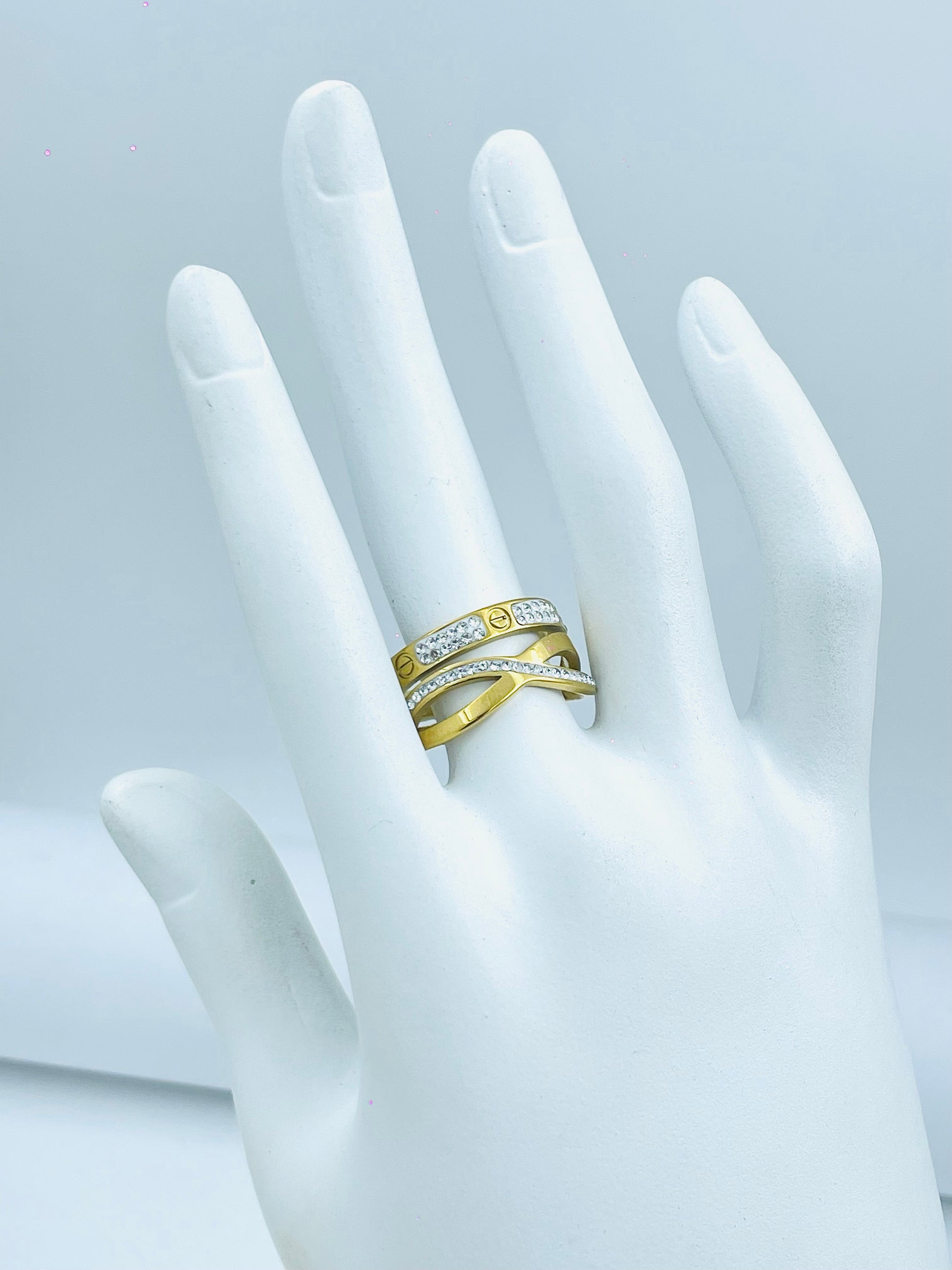 Elegant Gold and Diamond Stacked Ring Set