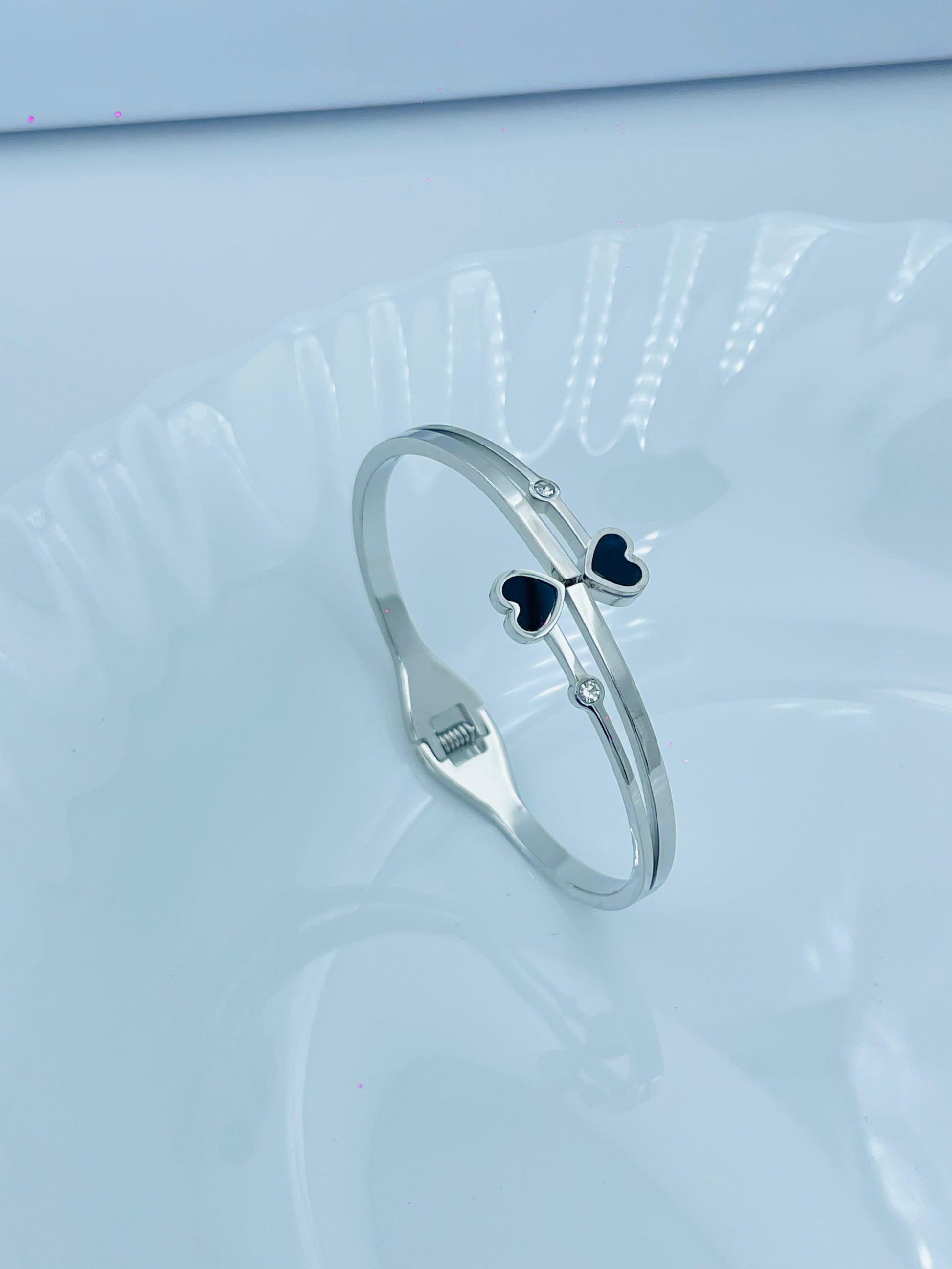 Silver Heart Charm Bracelet for Women | Anti-Tarnish Elegant Bangle