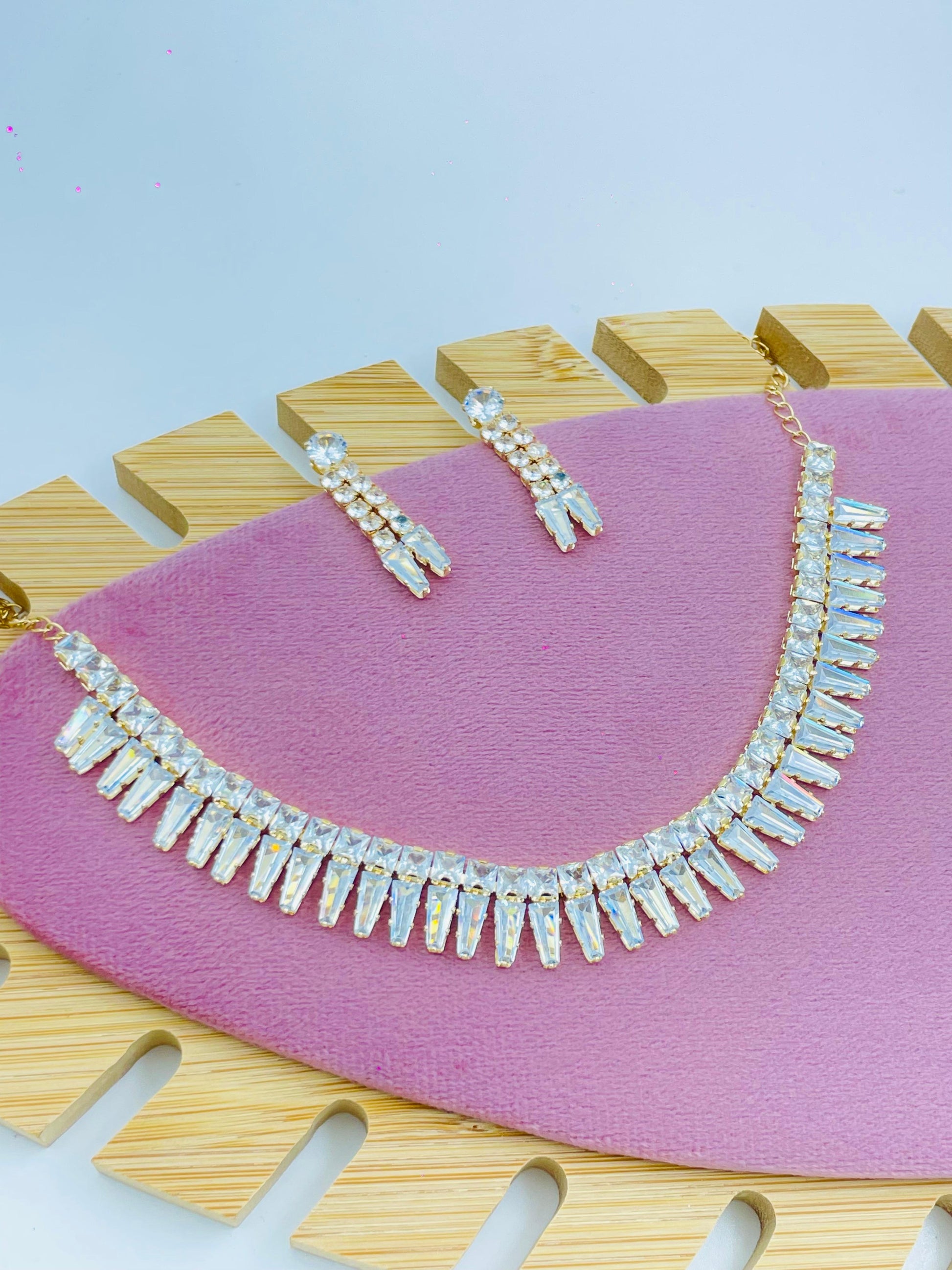 Statement Crystal Necklace Set with Drop Earrings – Glam Party Wear Jewelry