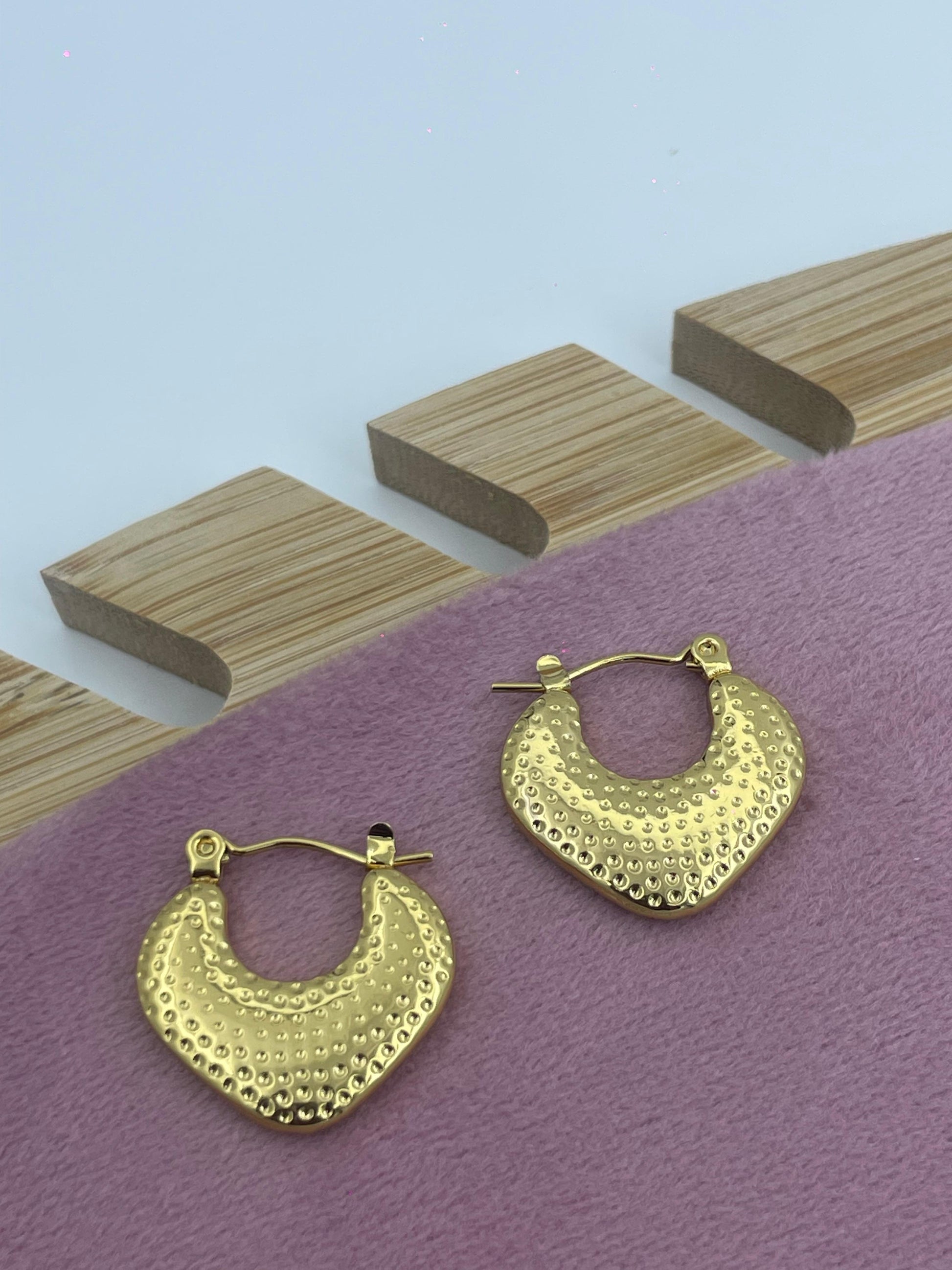 Embossed Crescent Gold Earrings | Lightweight Anti-Tarnish Hoops