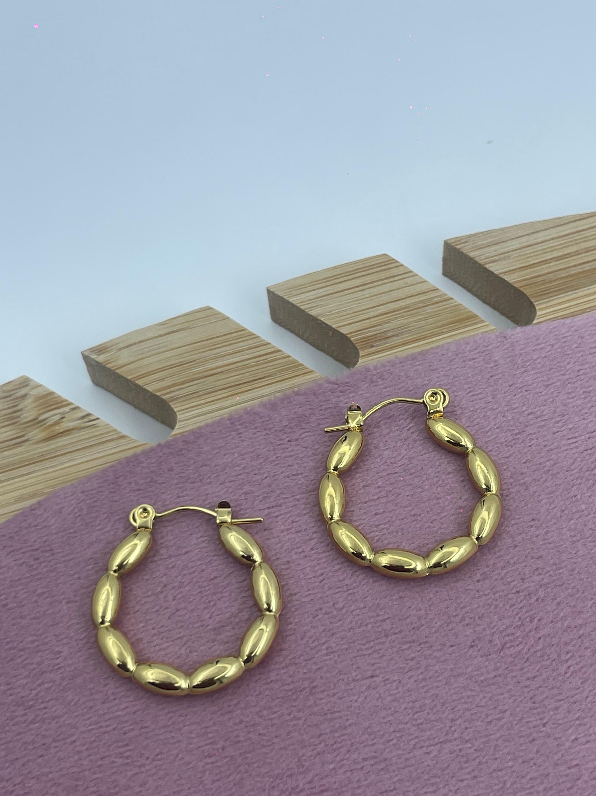 Gold Beaded Hoop Earrings | Chic Oval Link Statement Hoops