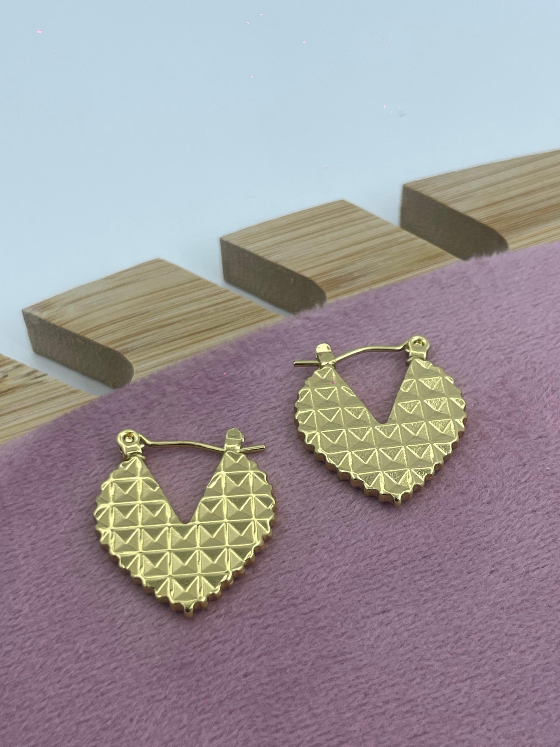Textured V-Shape Gold Earrings – Modern & Edgy Design