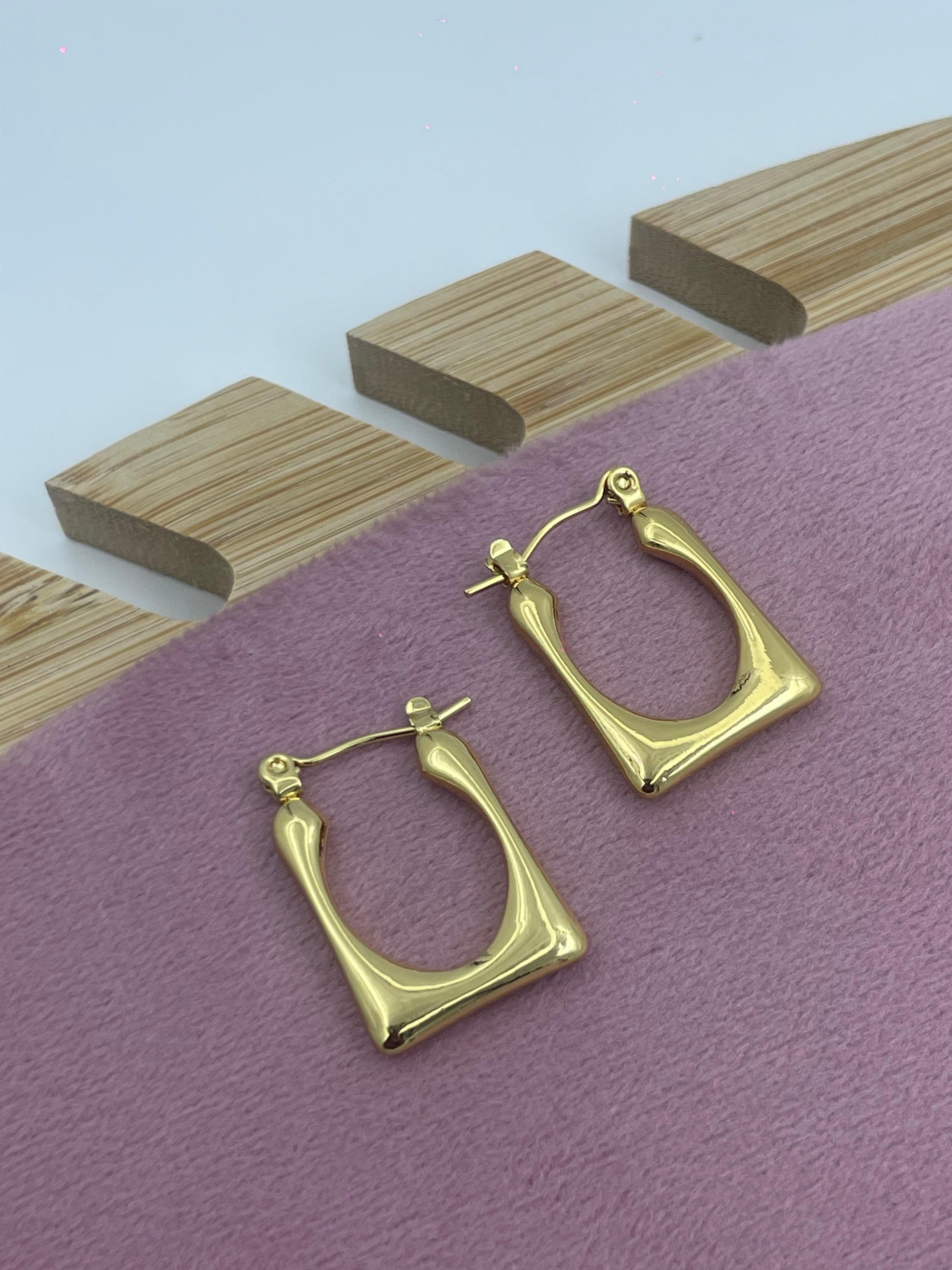 Geometric Gold Hoop Earrings – Bold Square Design