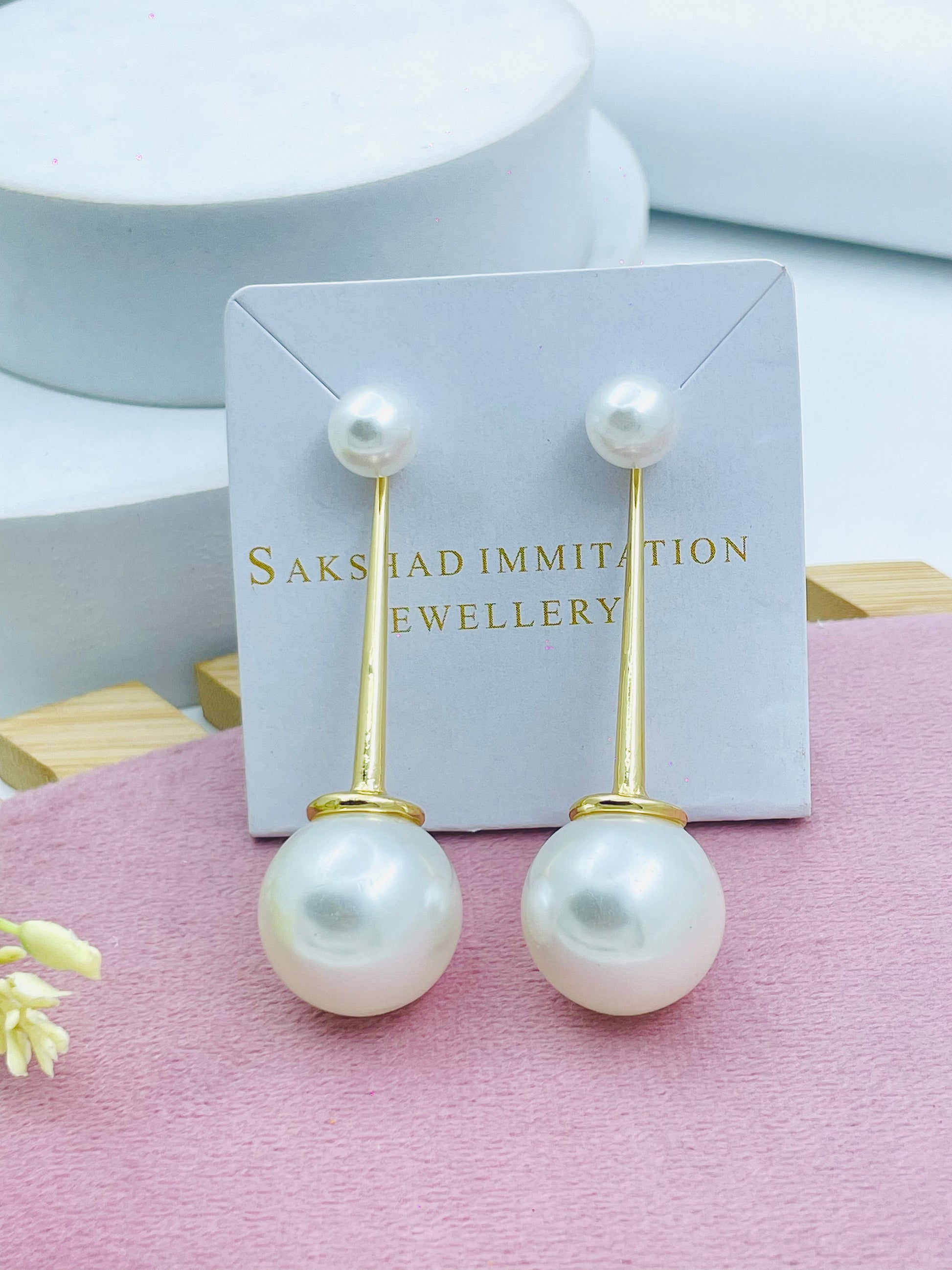 Elegant Pearl Drop Earrings  Imitation Jewellery