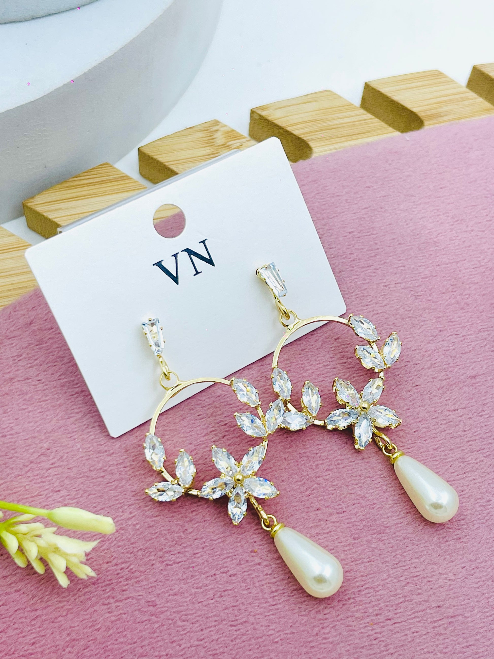 Elegant Pearl Crystal Drop Earrings