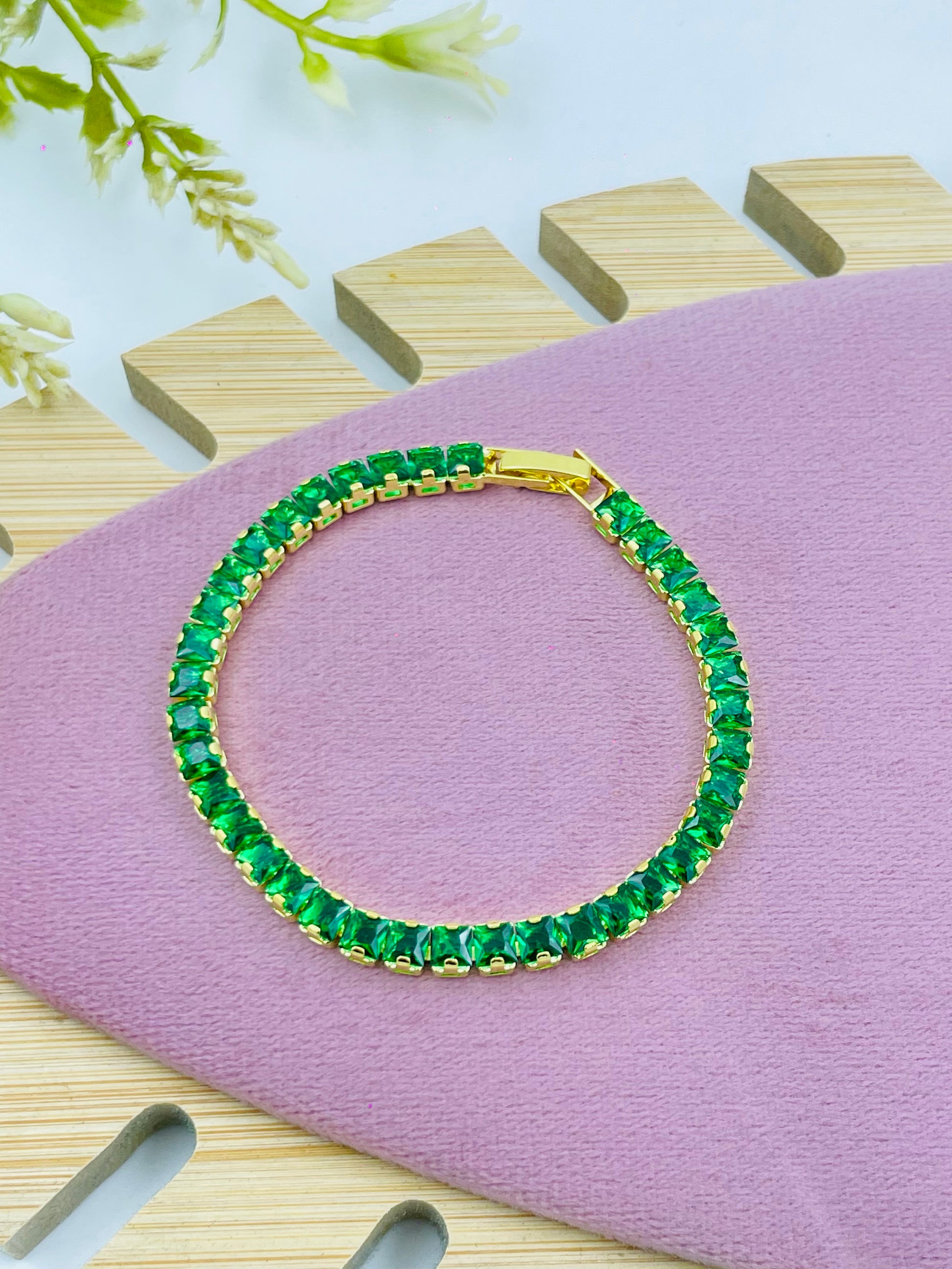 Green Emerald Cubic Zirconia Bracelet