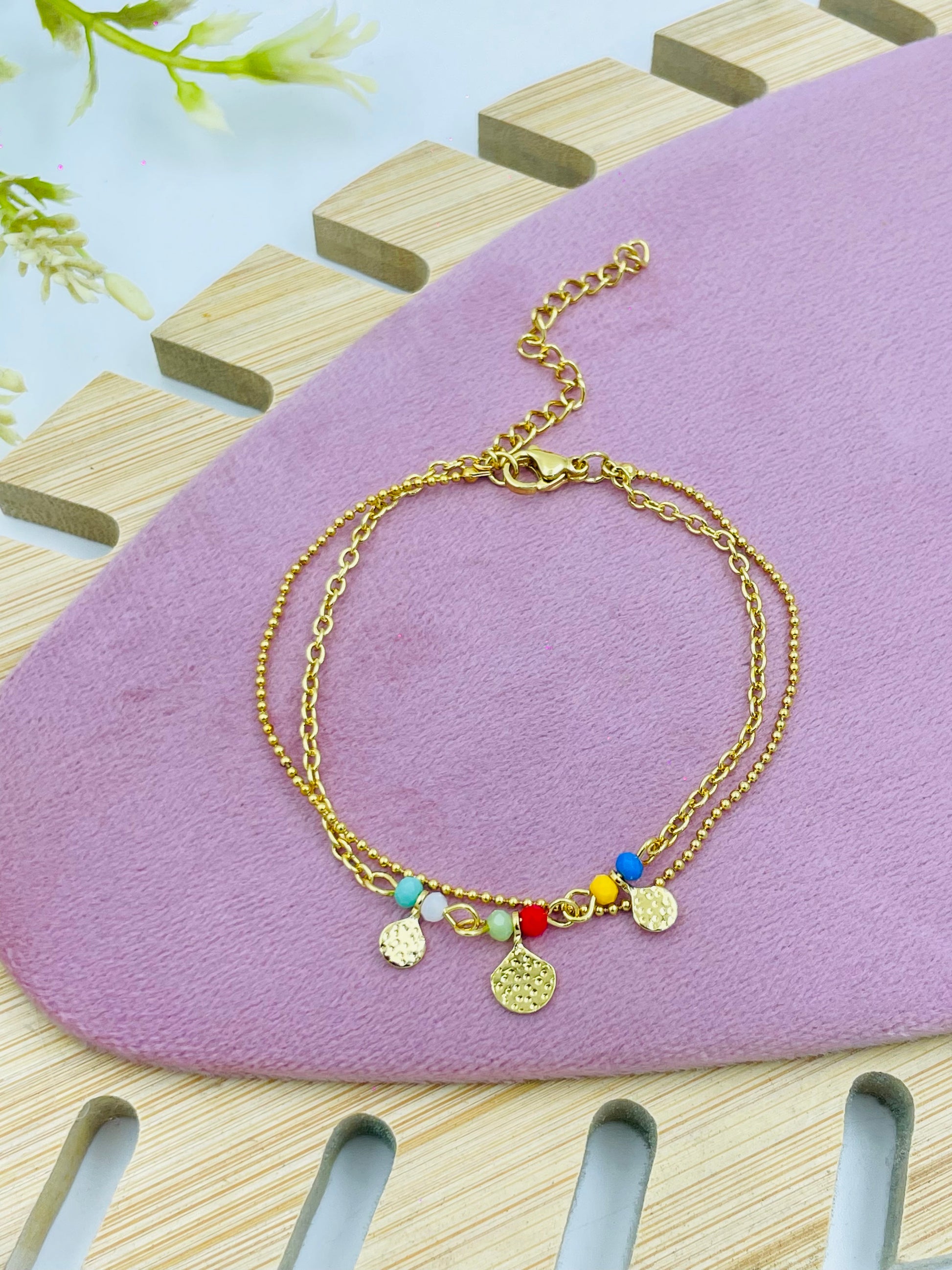 Stylish Multicolor Charm Gold Bracelet