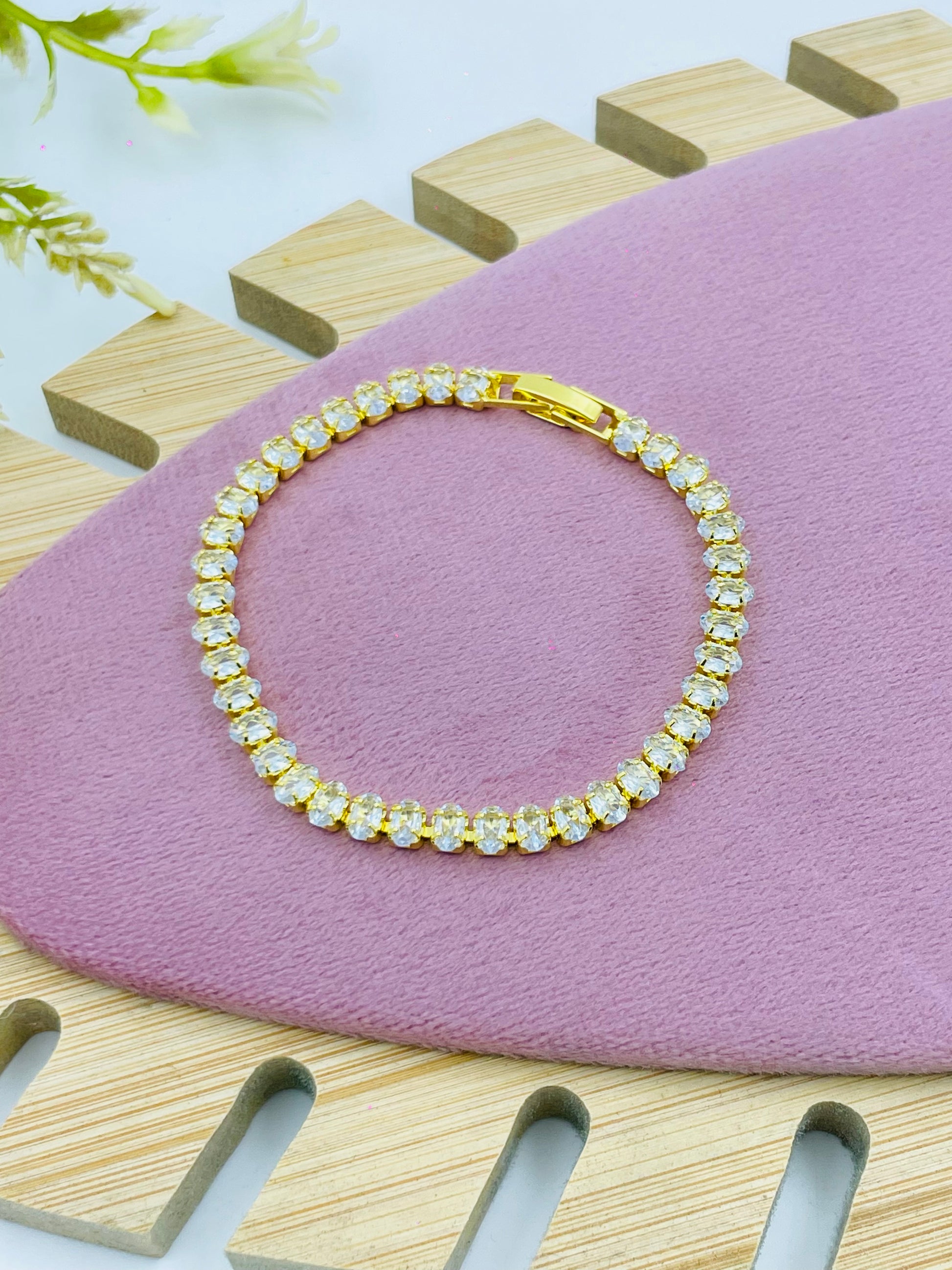 Gold and Diamond Tennis Bracelet