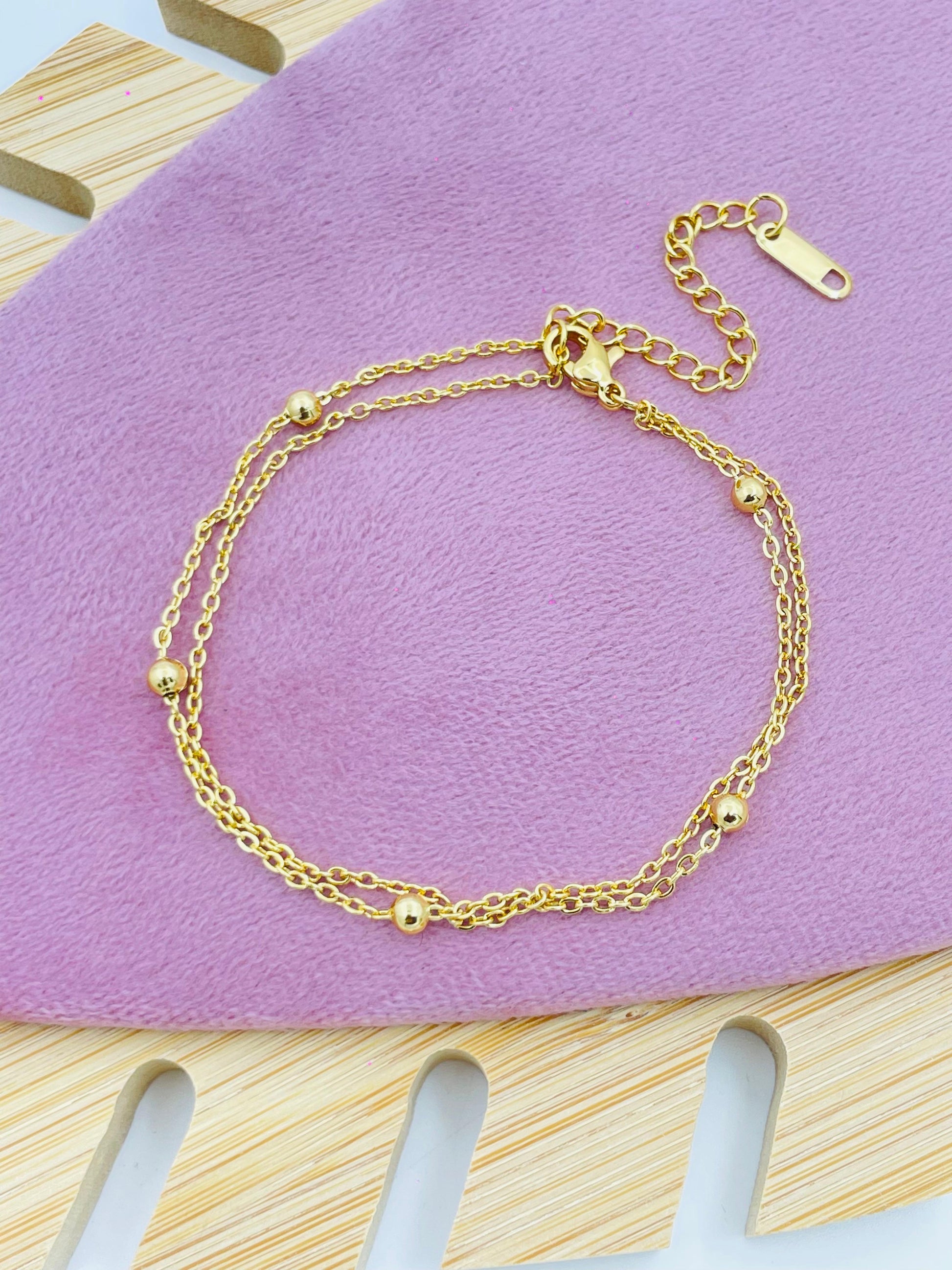 Minimalist Gold Beaded Double Chain Bracelet – Everyday Elegant Jewelry