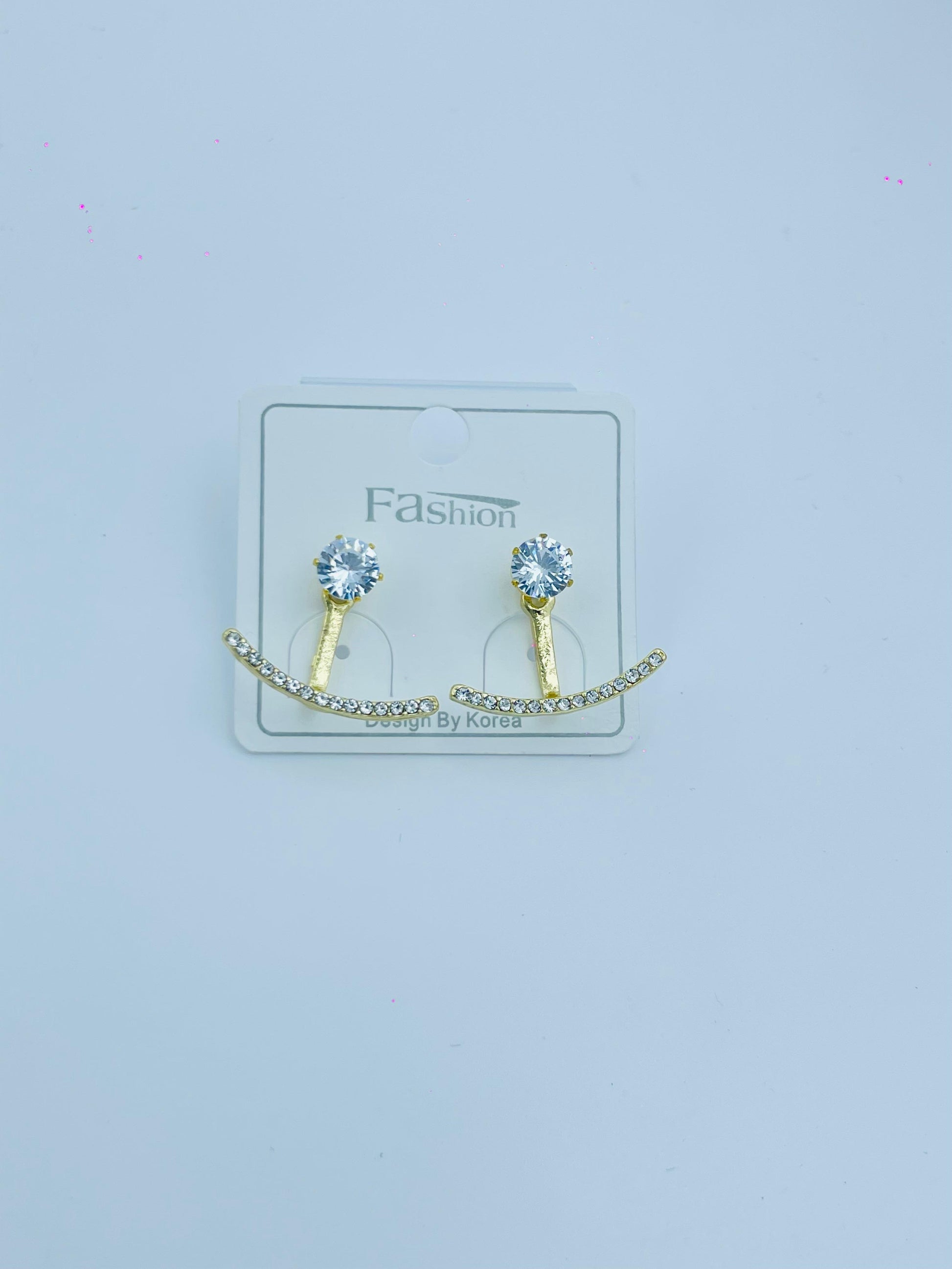 Gold-Tone Crystal Stud Earrings for Women – Double Layer Design