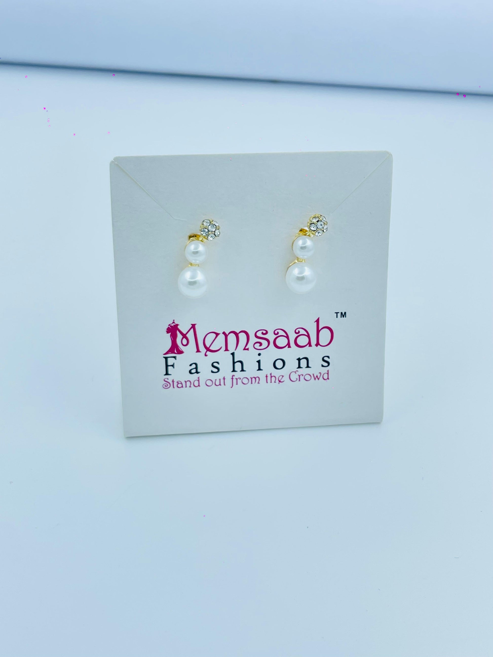 Elegant Pearl Drop Earrings with Crystal Stud – Gold-Plated Design for Women