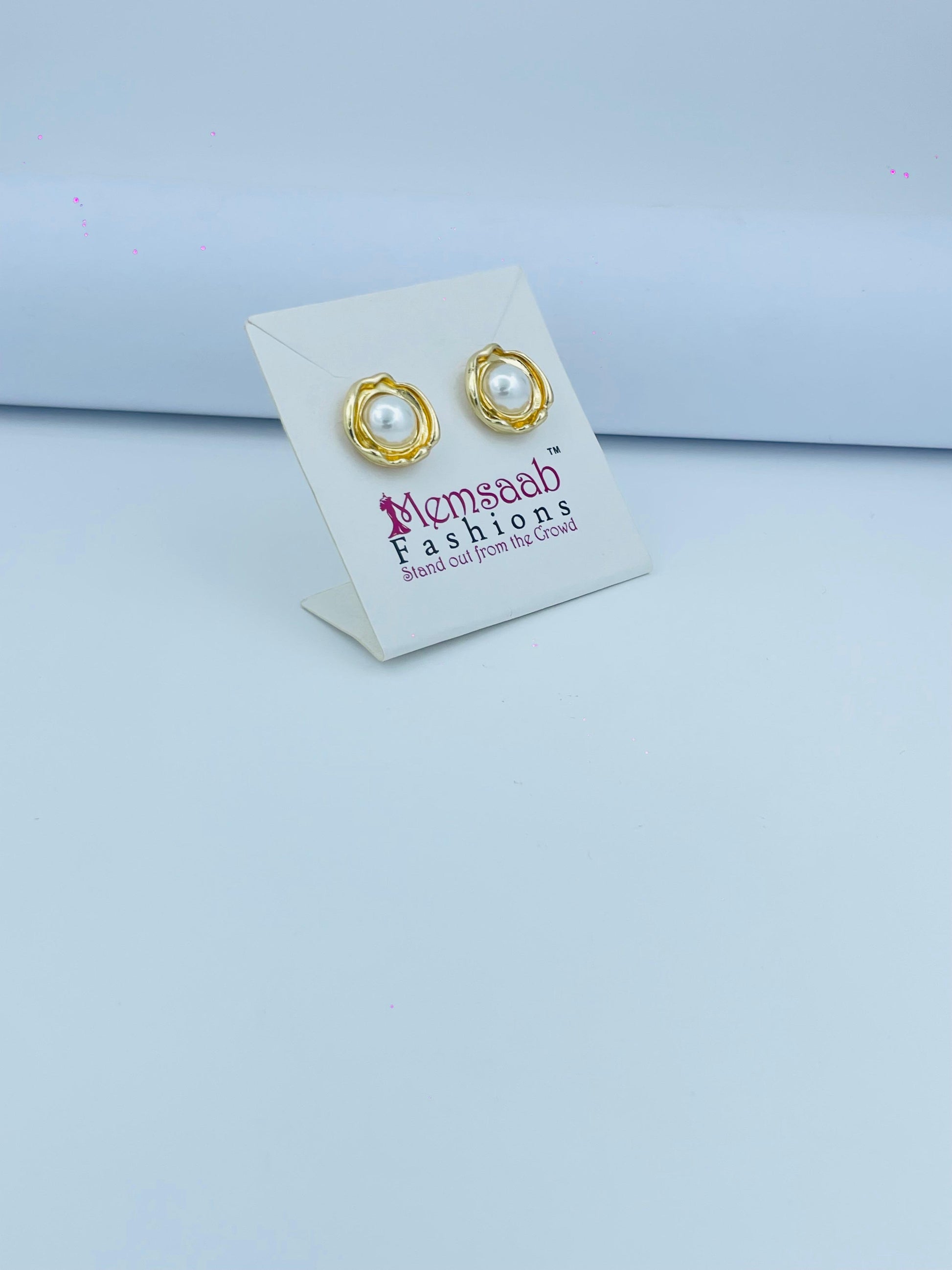 Elegant Gold Pearl Stud Earrings for Women