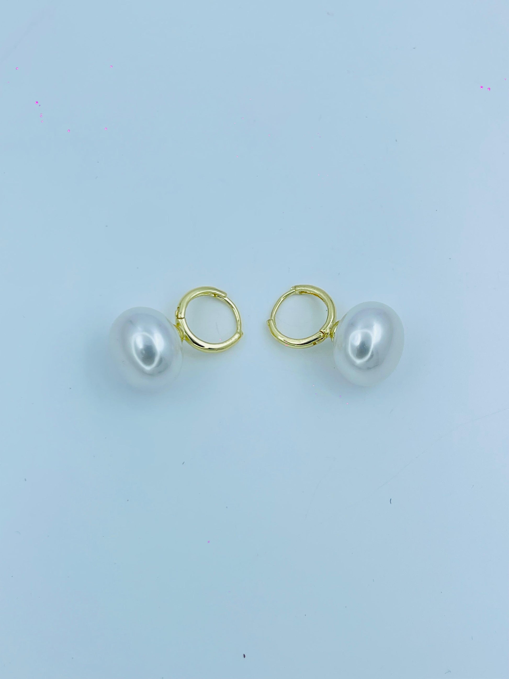 Elegant Gold Hoop Earrings with White Pearl Drops