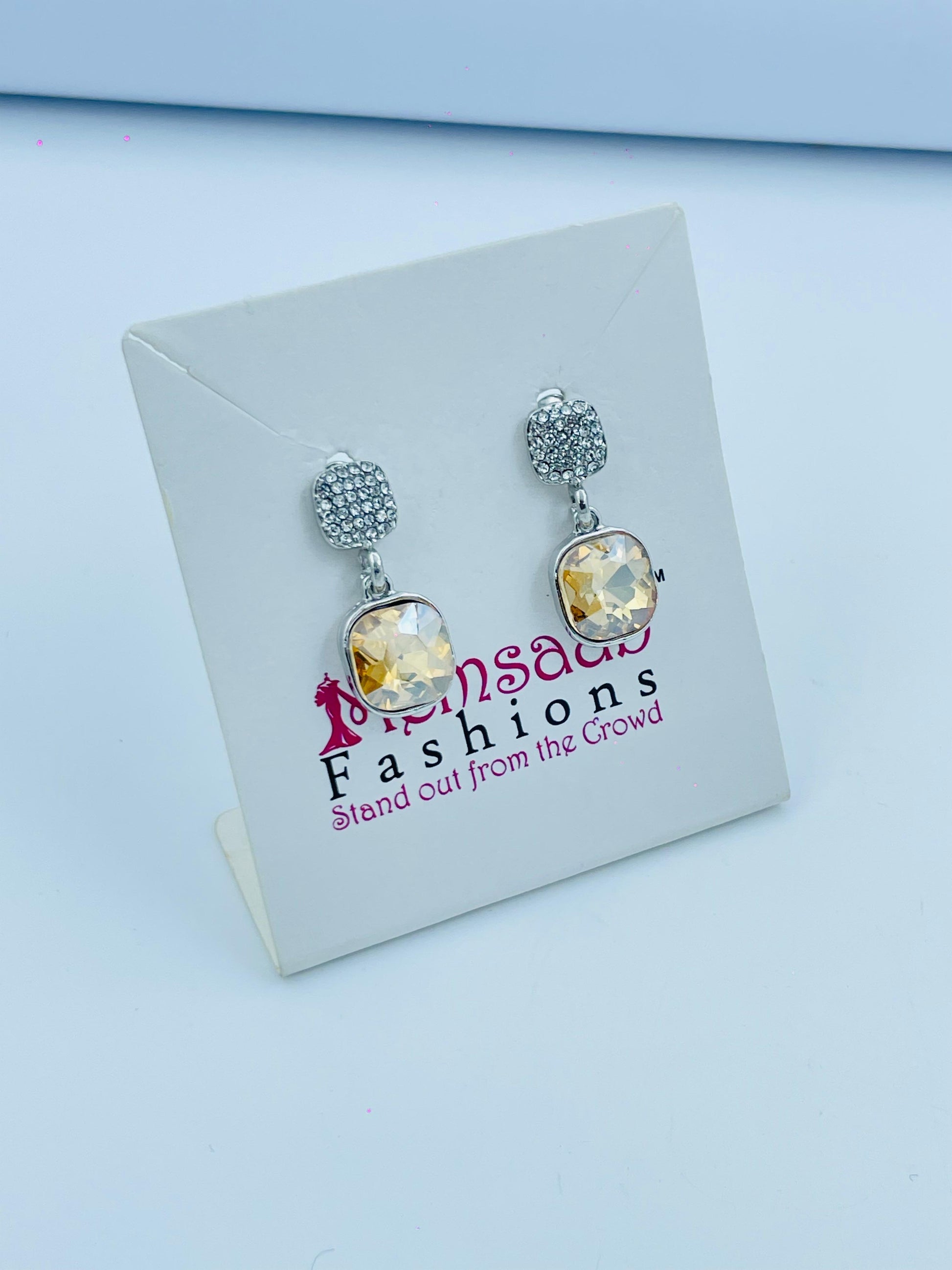 Elegant Drop Earrings in Multi-Color Crystal Finish