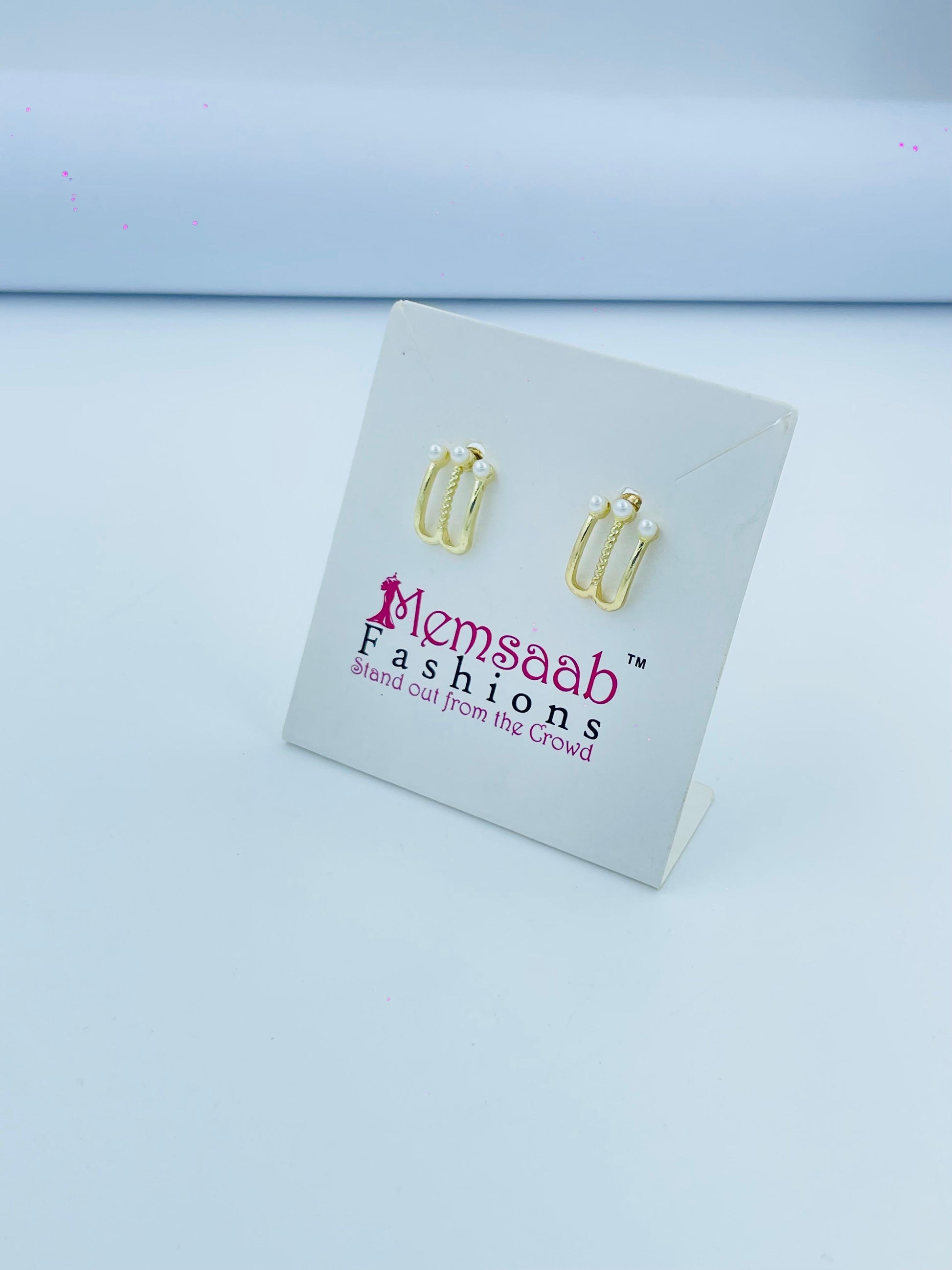 Minimalist Double Hoop Earrings with Pearl Accents