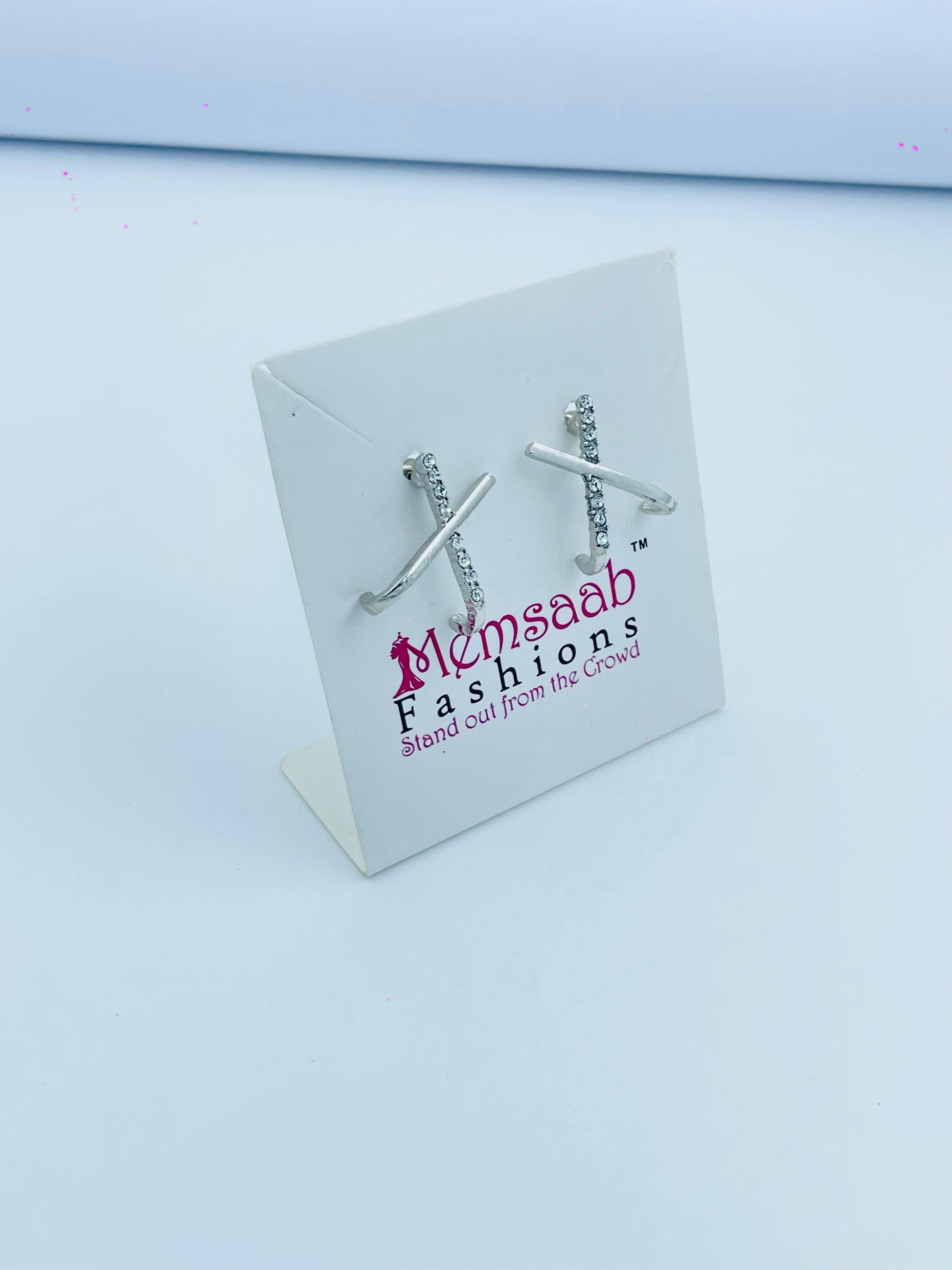 Elegant Silver Cross Bar Stud Earrings for Women