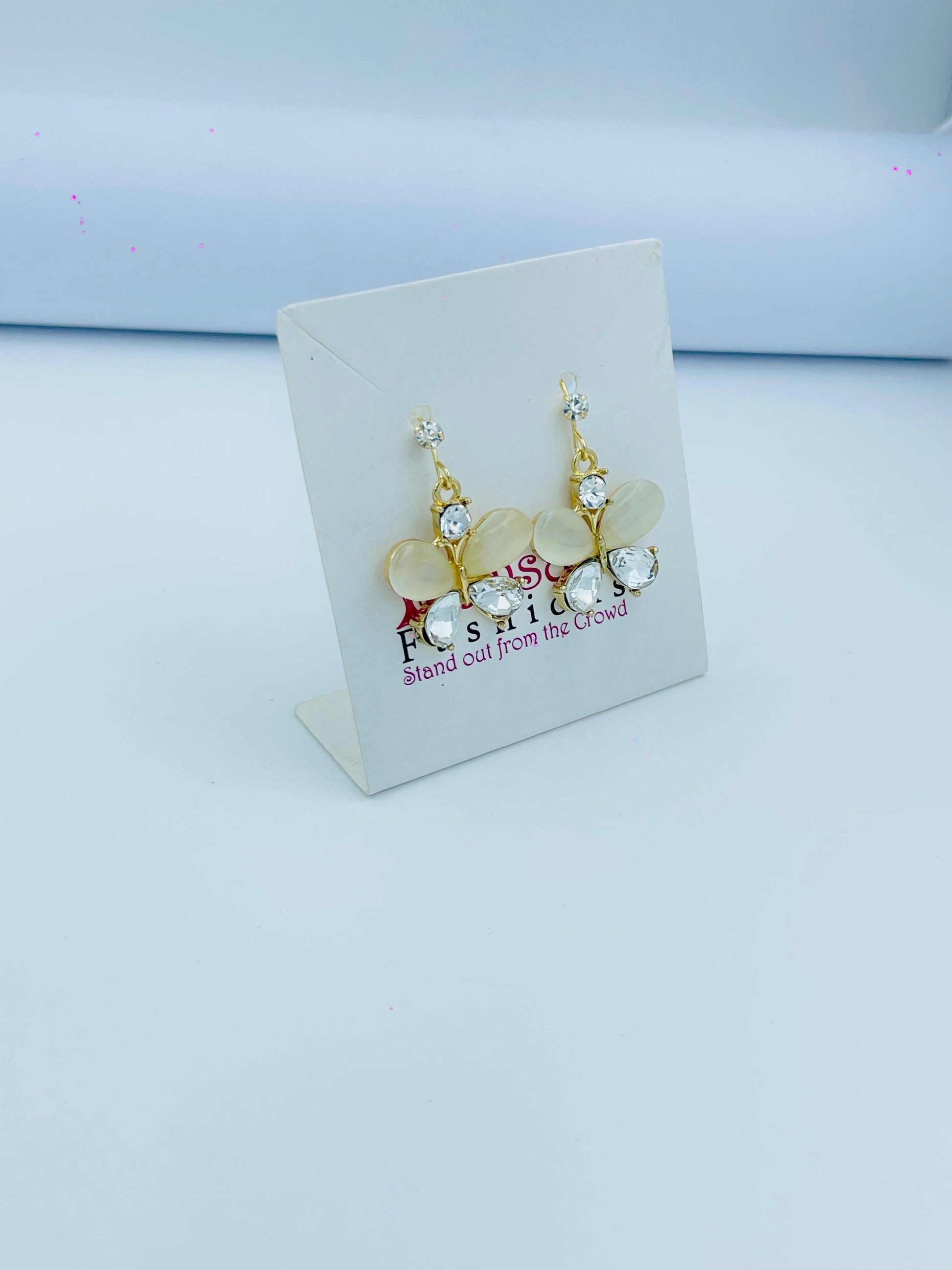 Elegant Floral Crystal Drop Earrings for Women