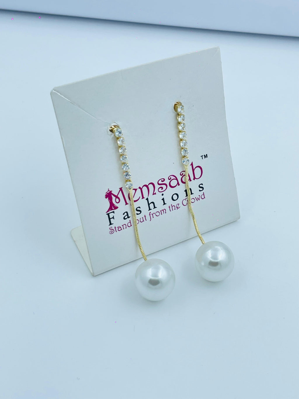 Elegant Pearl Drop Earrings with Crystal Chain – Multiple Finishes