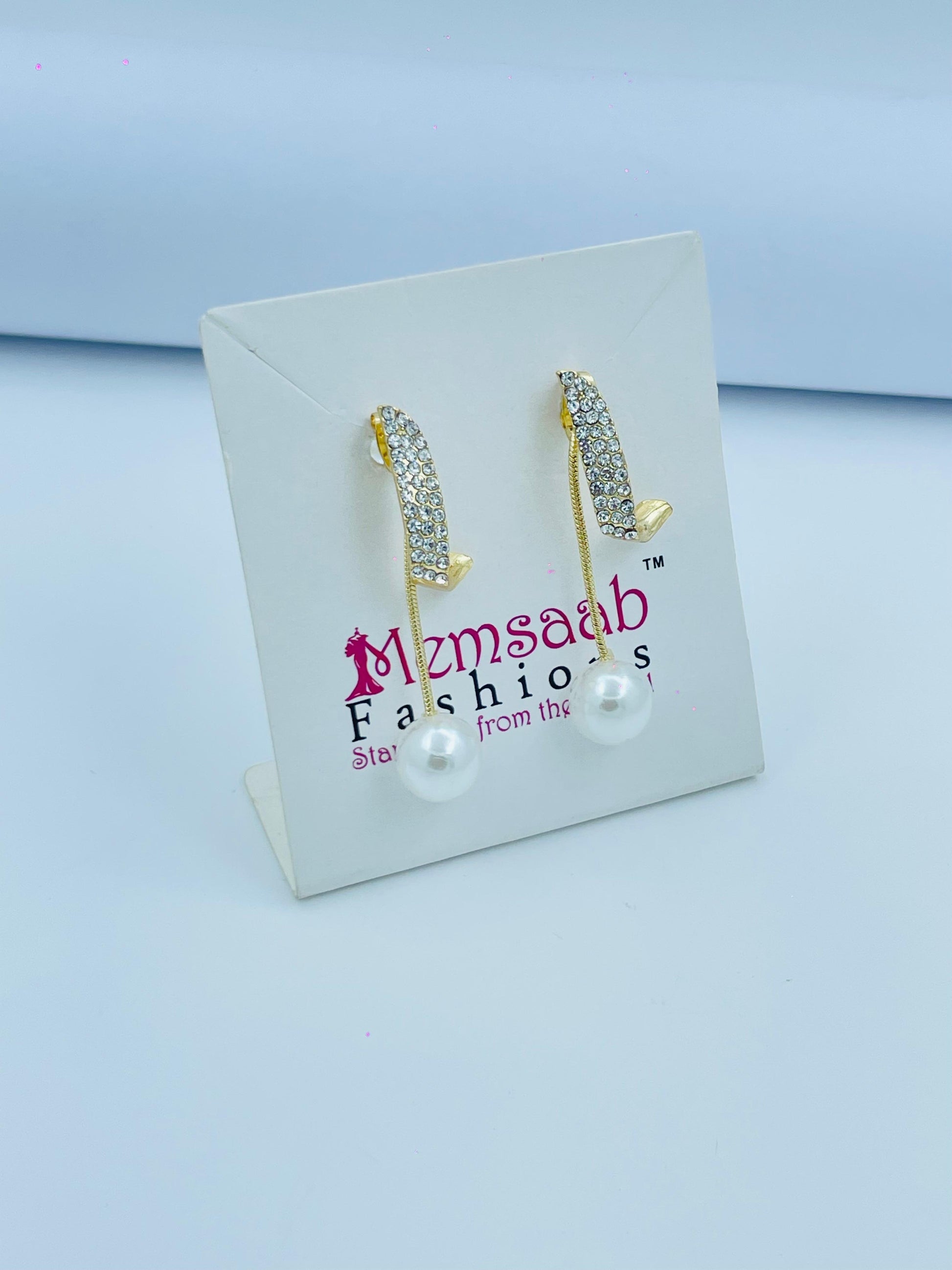 Elegant Pearl Drop Earrings with Crystal Accents – Gold, Silver & Rose Gold Variants