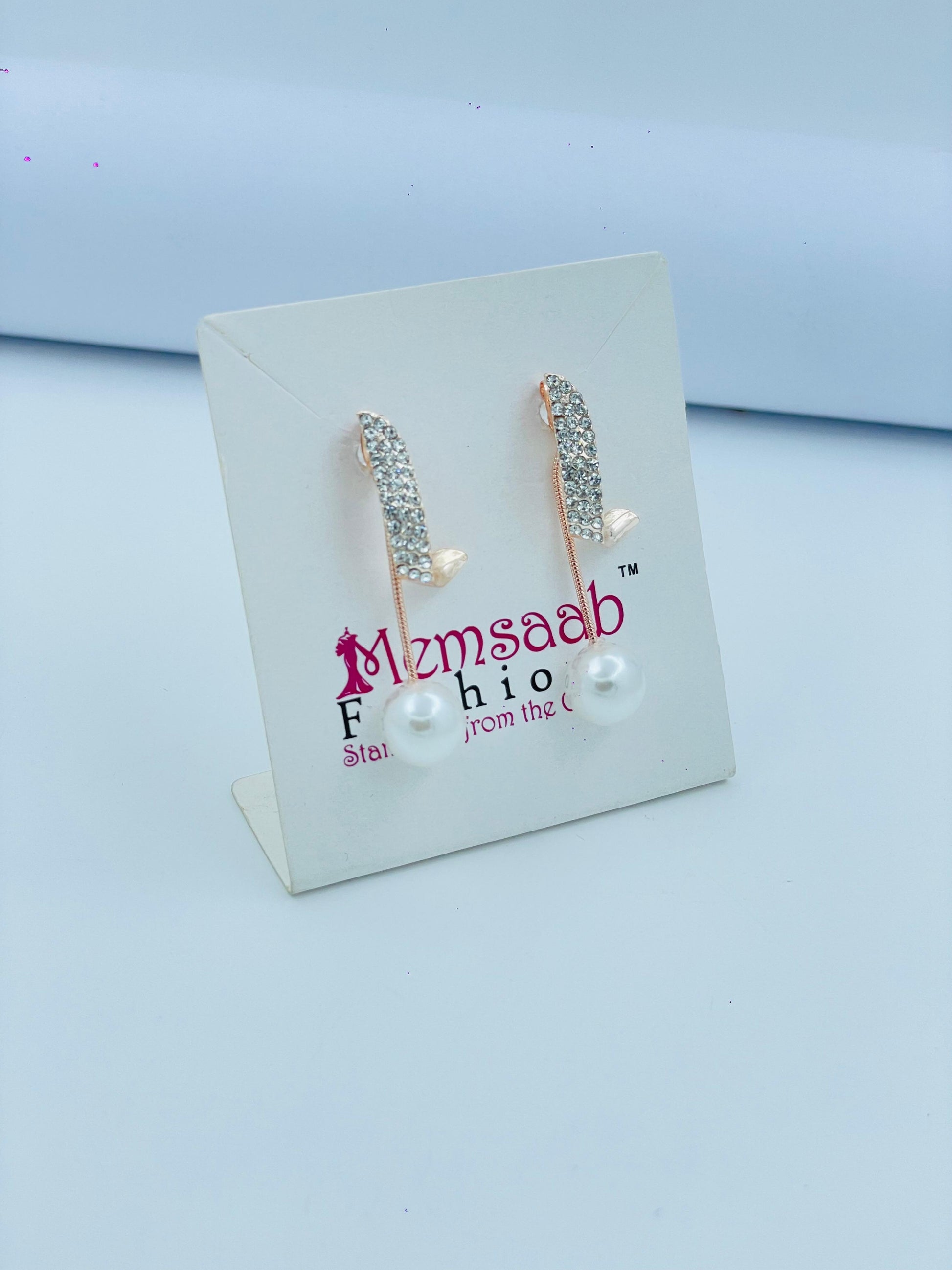 Elegant Pearl Drop Earrings with Crystal Accents – Gold, Silver & Rose Gold Variants