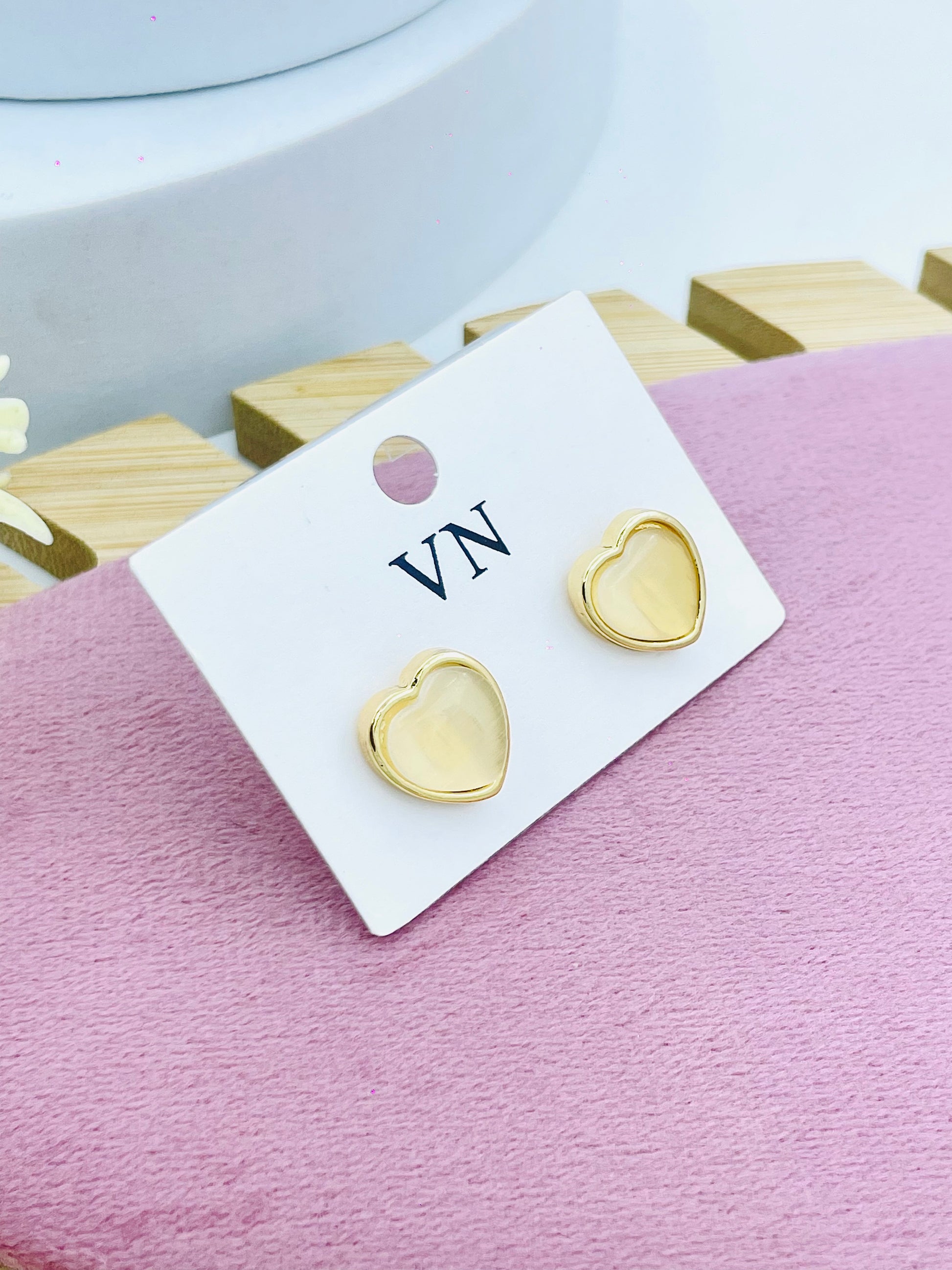 Elegant Gold Heart Stud Earrings