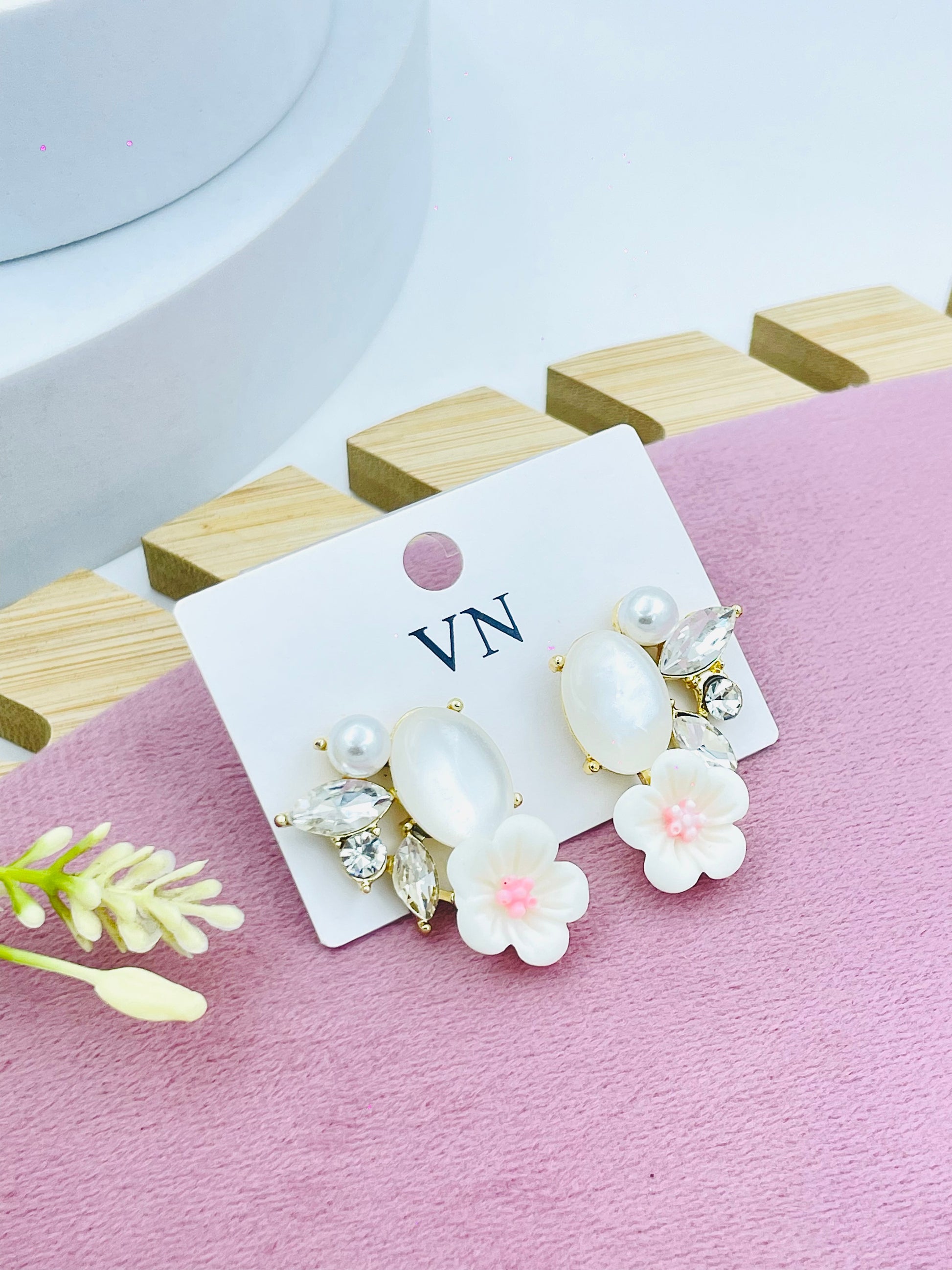 Elegant Floral and Pearl Statement Earrings for Women