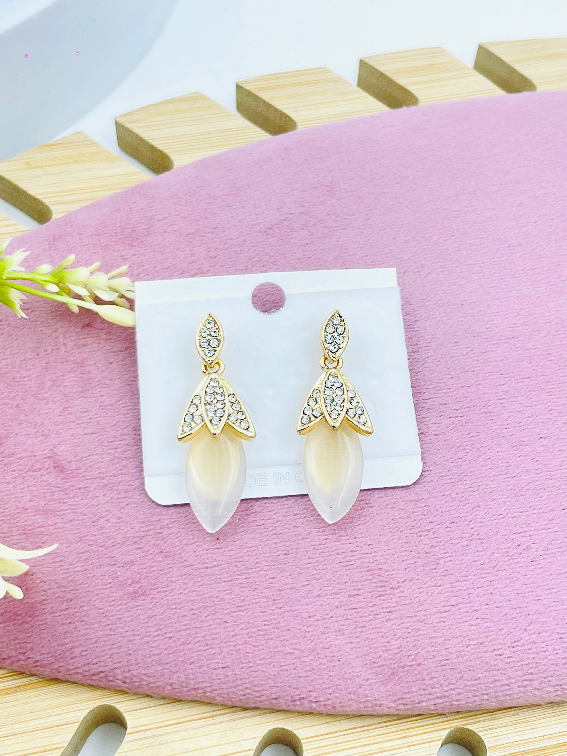 Elegant Crystal Petal Drop Earrings for Women