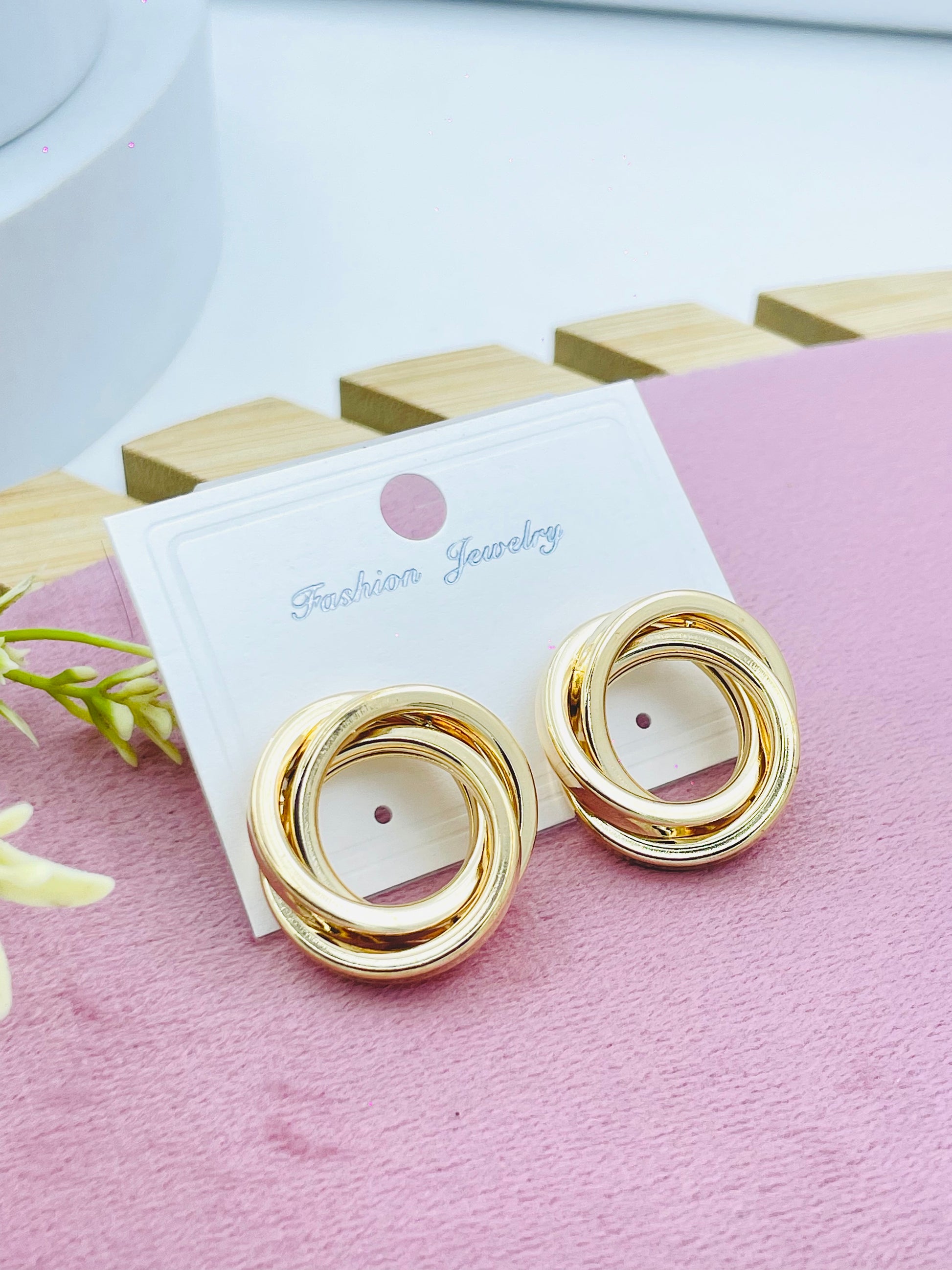 Elegant Gold Double Hoops Earrings  Fashion Jewelry