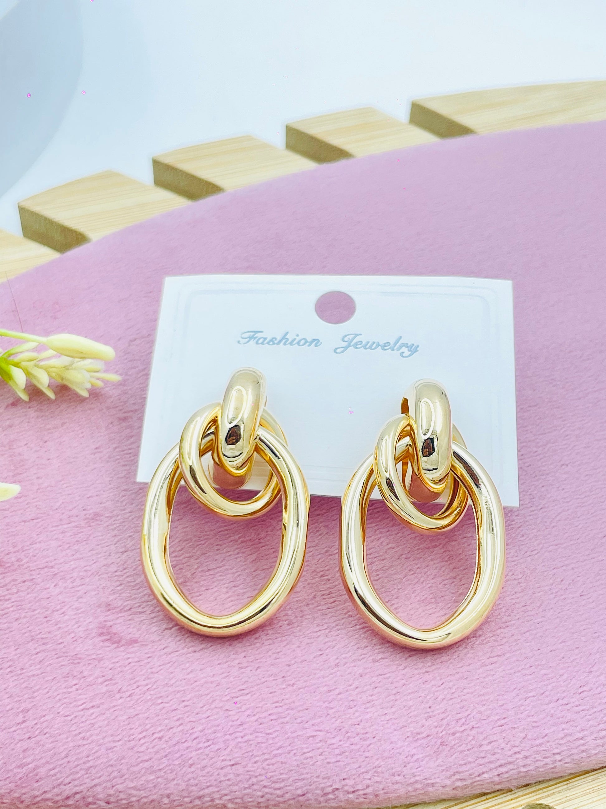 Stylish Gold Knot Hoop Earrings  Fashion Jewelry