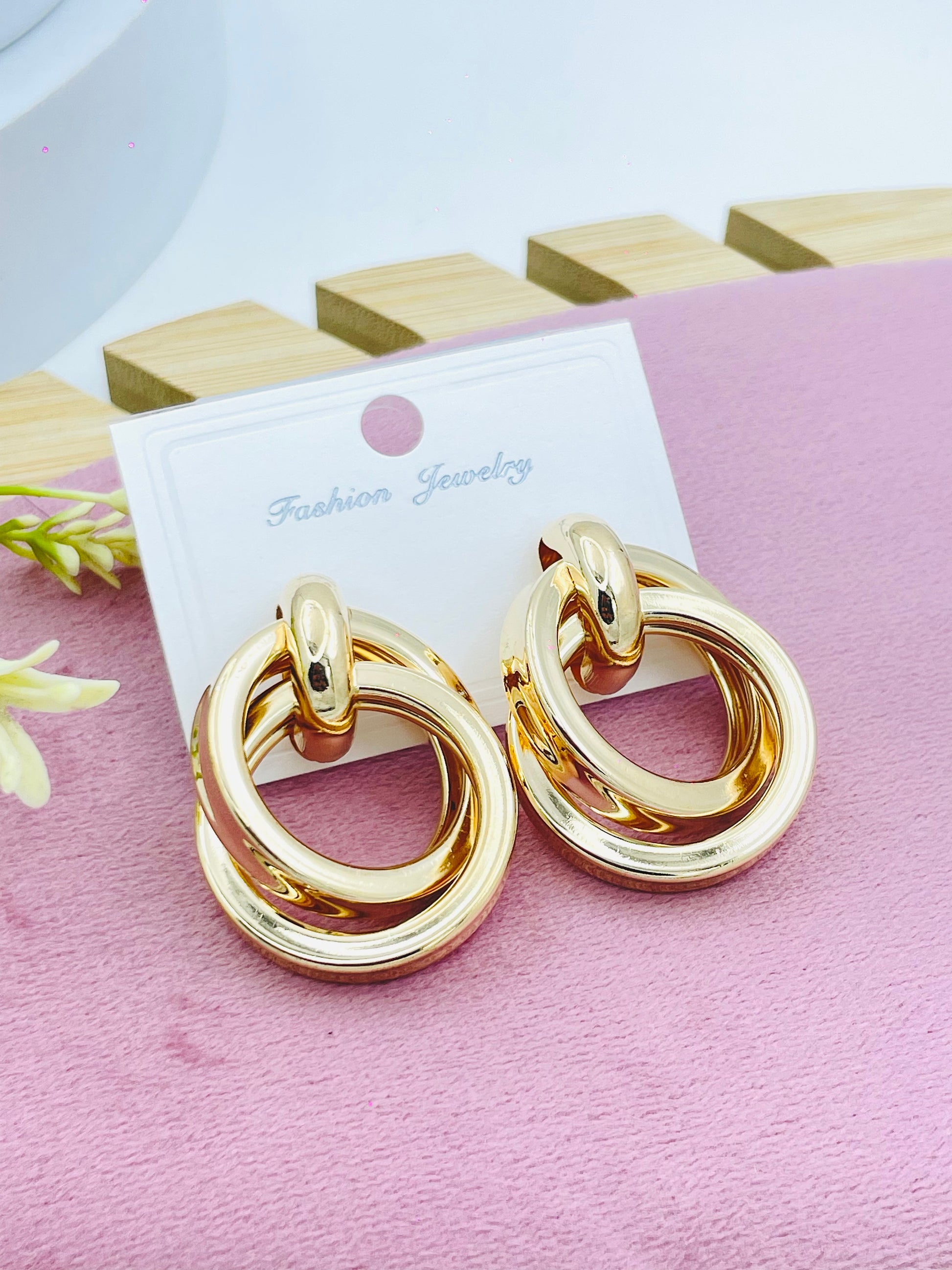 Elegant Gold Double Hoop Earrings  Fashion Jewelry