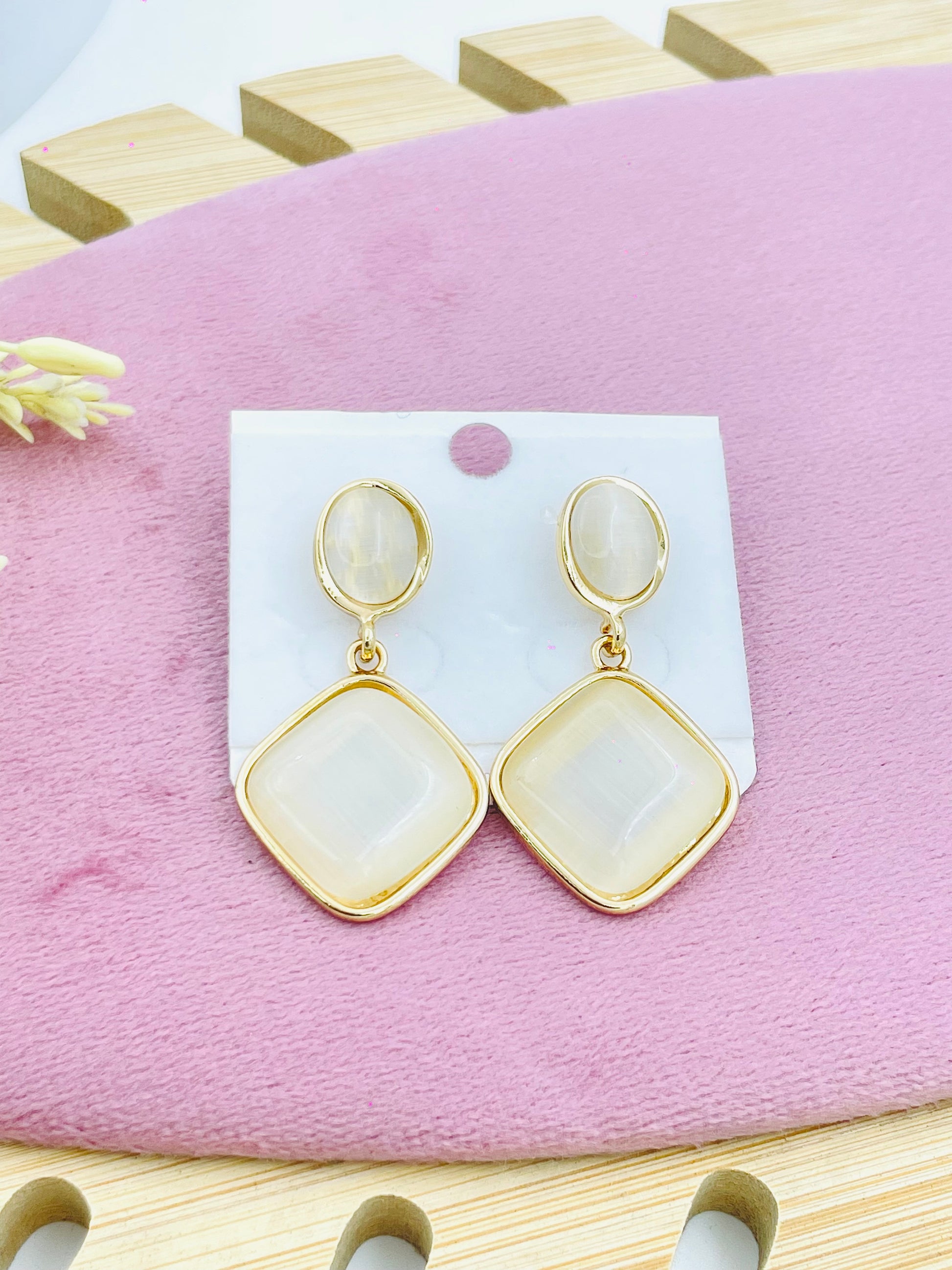 Stylish Gold and Opal Dangle Earrings  Perfect for Any Occasion