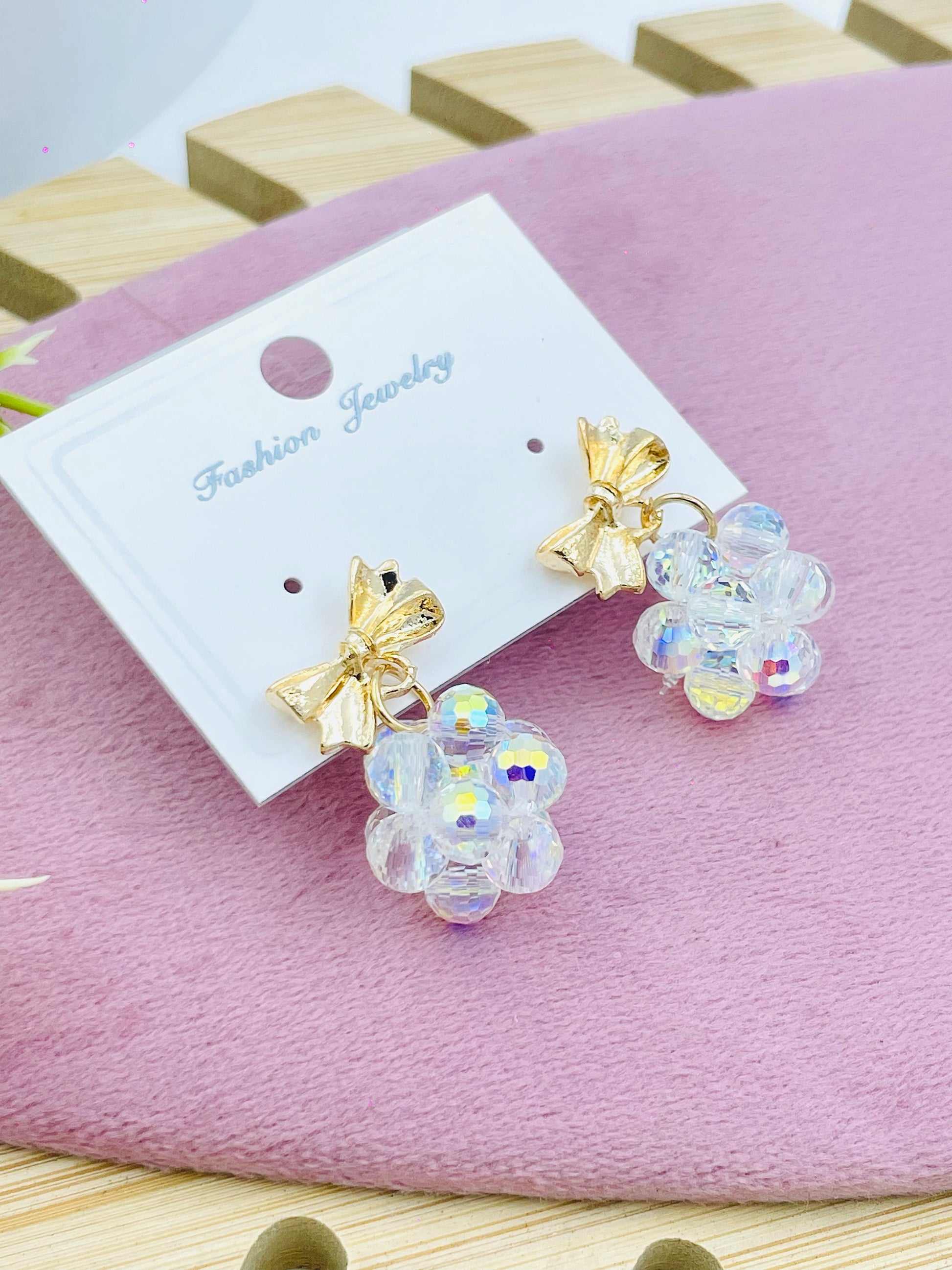 Elegant Bow and Crystal Cluster Earrings