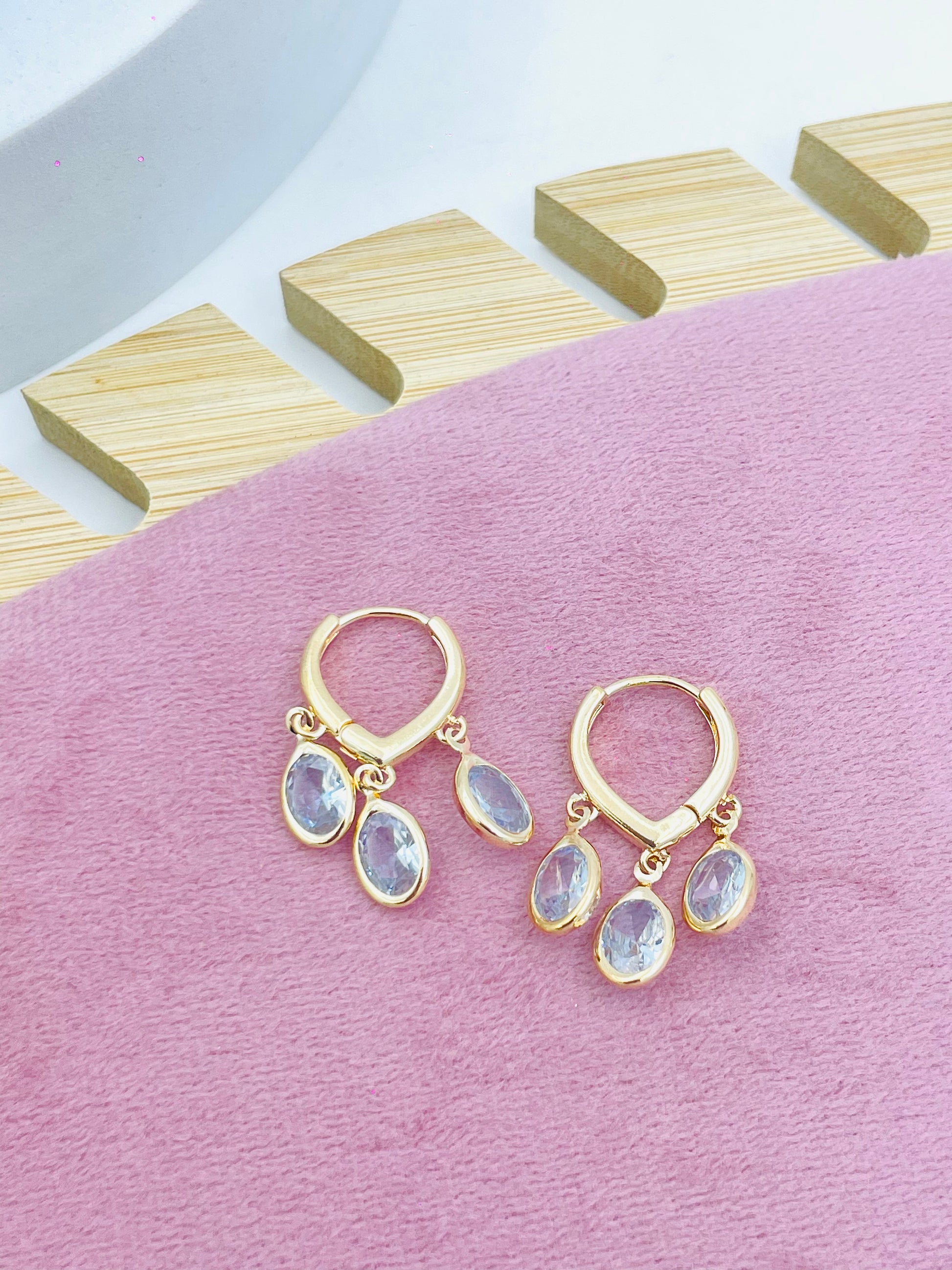 Elegant Gold Hoop Earrings with Teardrop Gemstone Accents