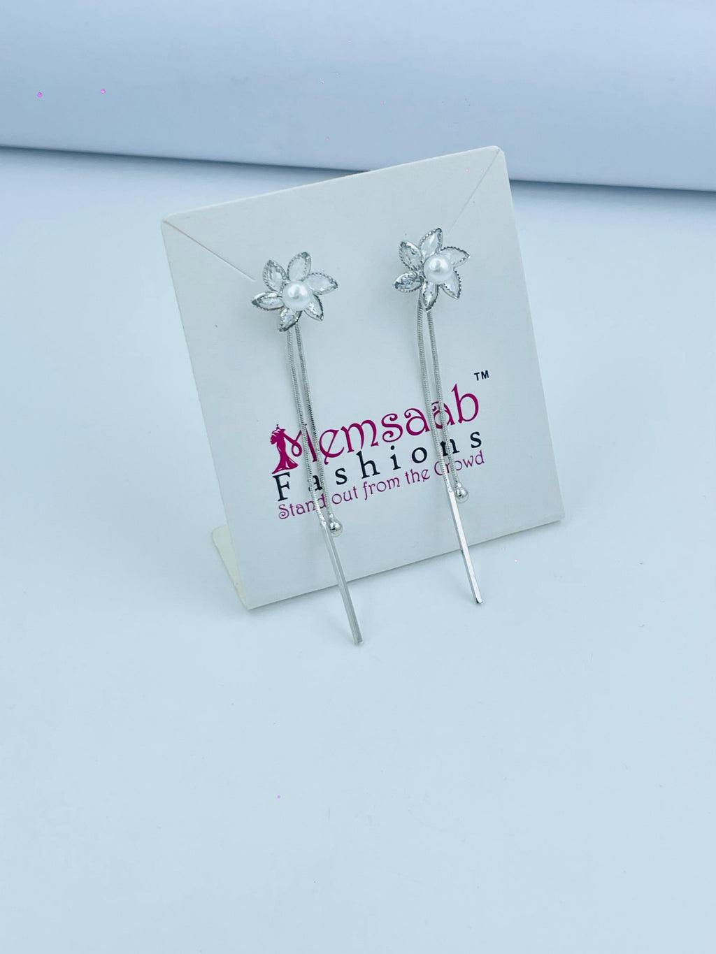 Elegant Floral Pearl Drop Earrings in Silver and Gold
