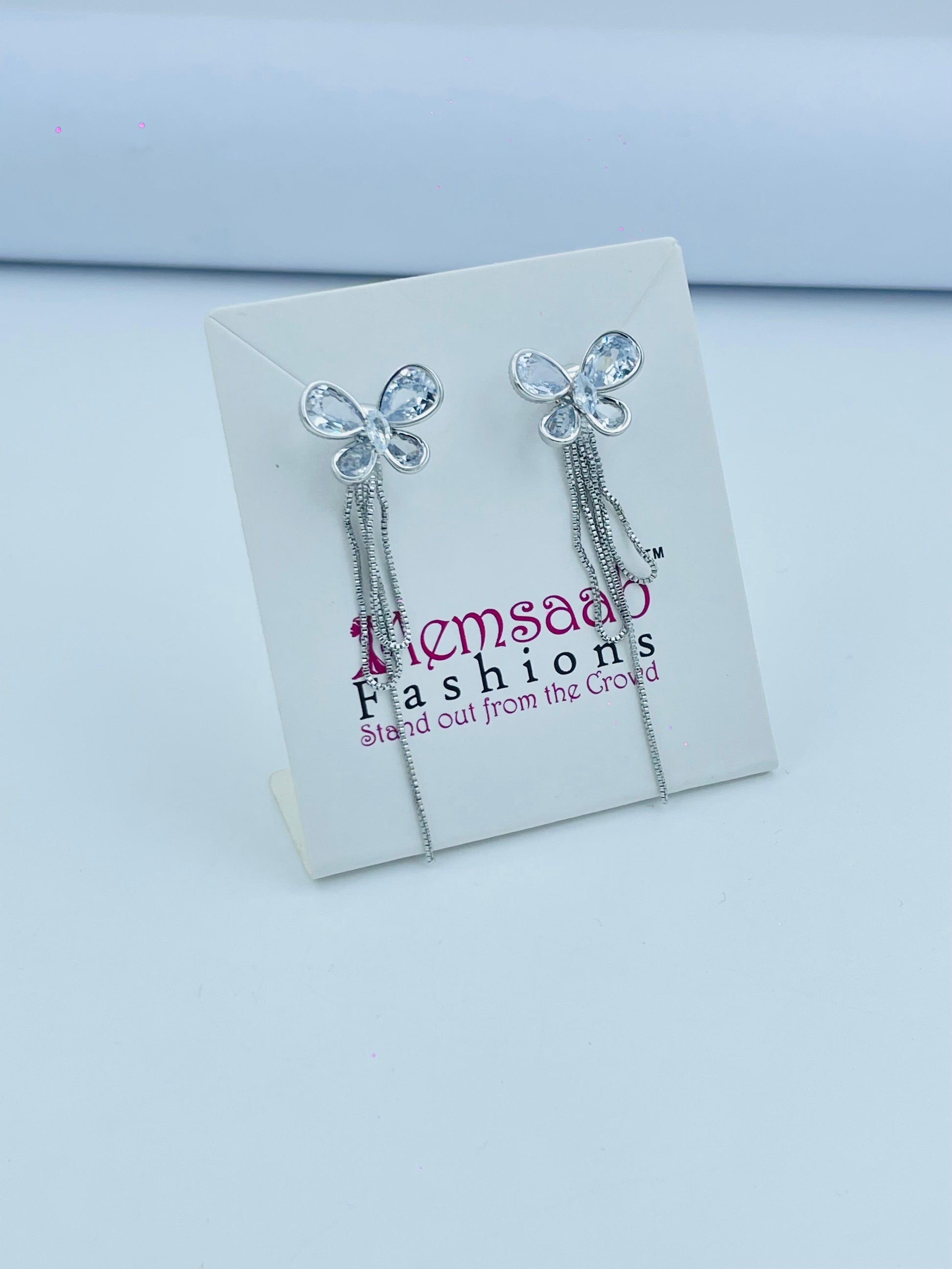 Elegant Butterfly Crystal Earrings in Silver & Gold
