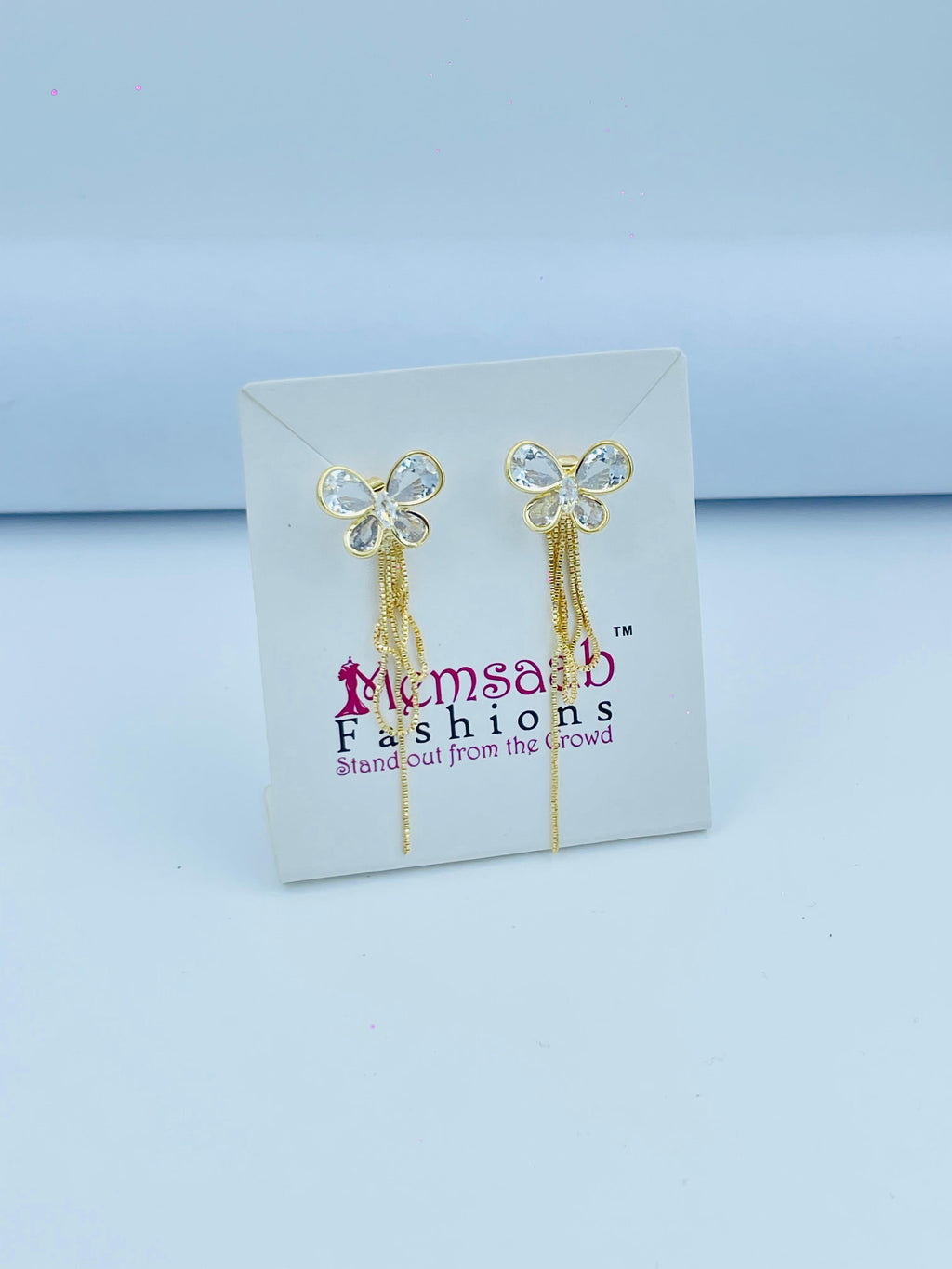 Elegant Butterfly Crystal Earrings in Silver & Gold