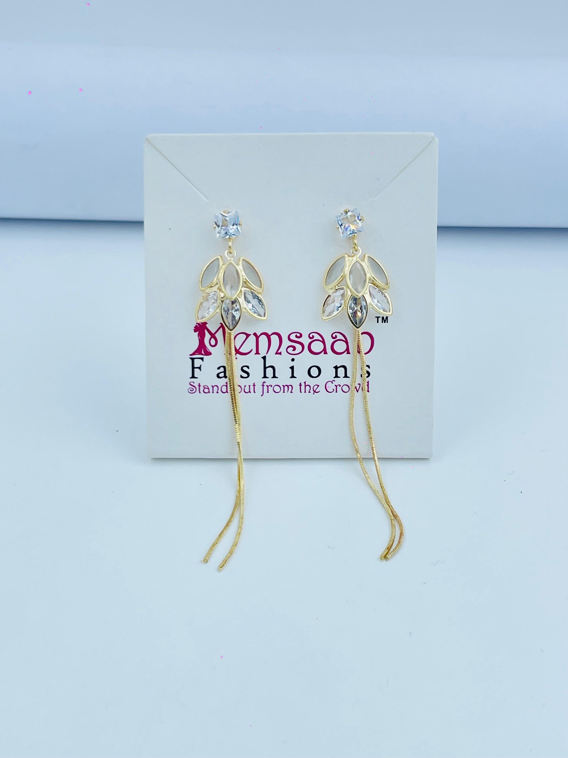 Charming Crystal-Embellished Drop Earrings in Silver & Gold